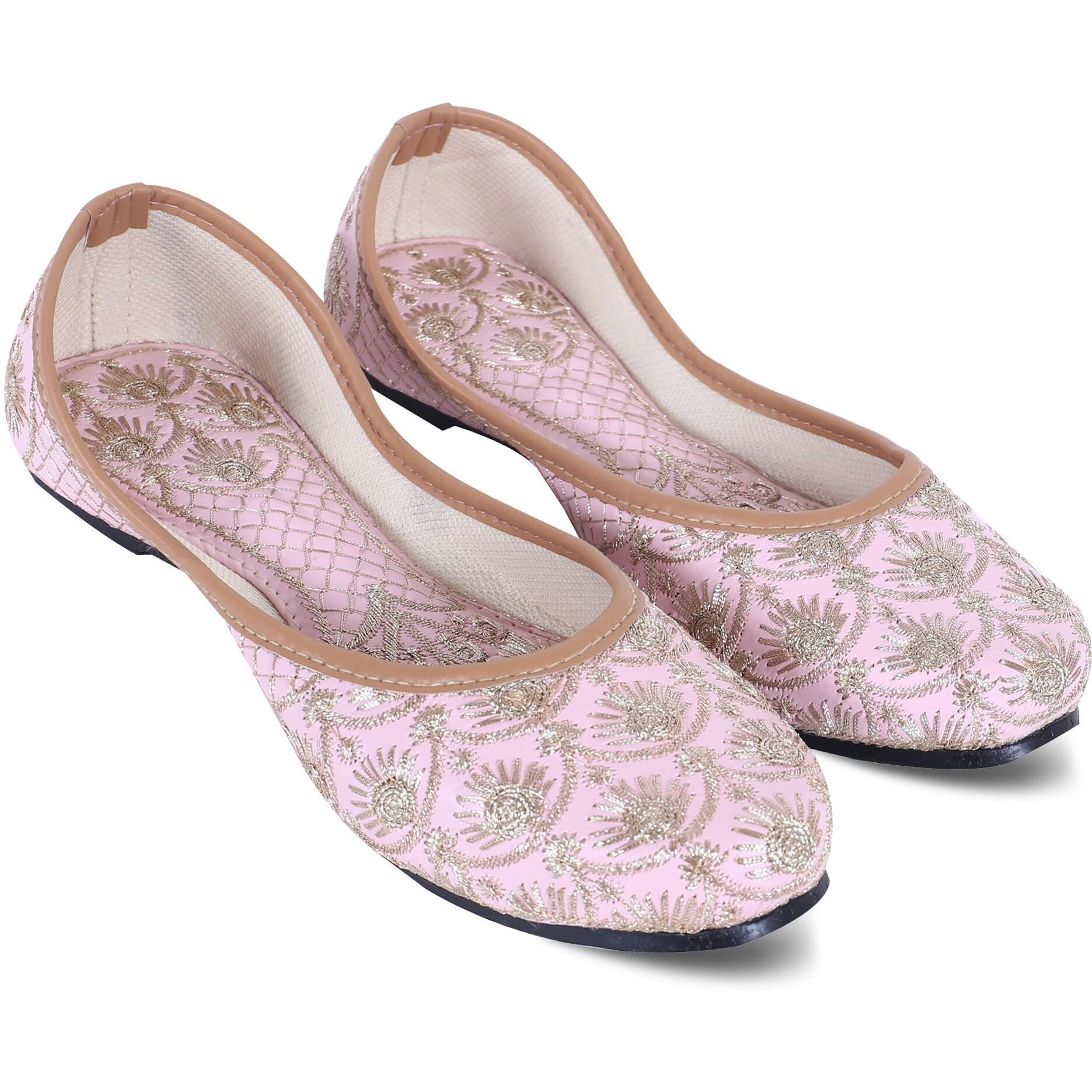 DFR Woman Embroidered Punjabi Mojari Jutti Juti for Women Shoe, Color PINK2 | UK Size 4