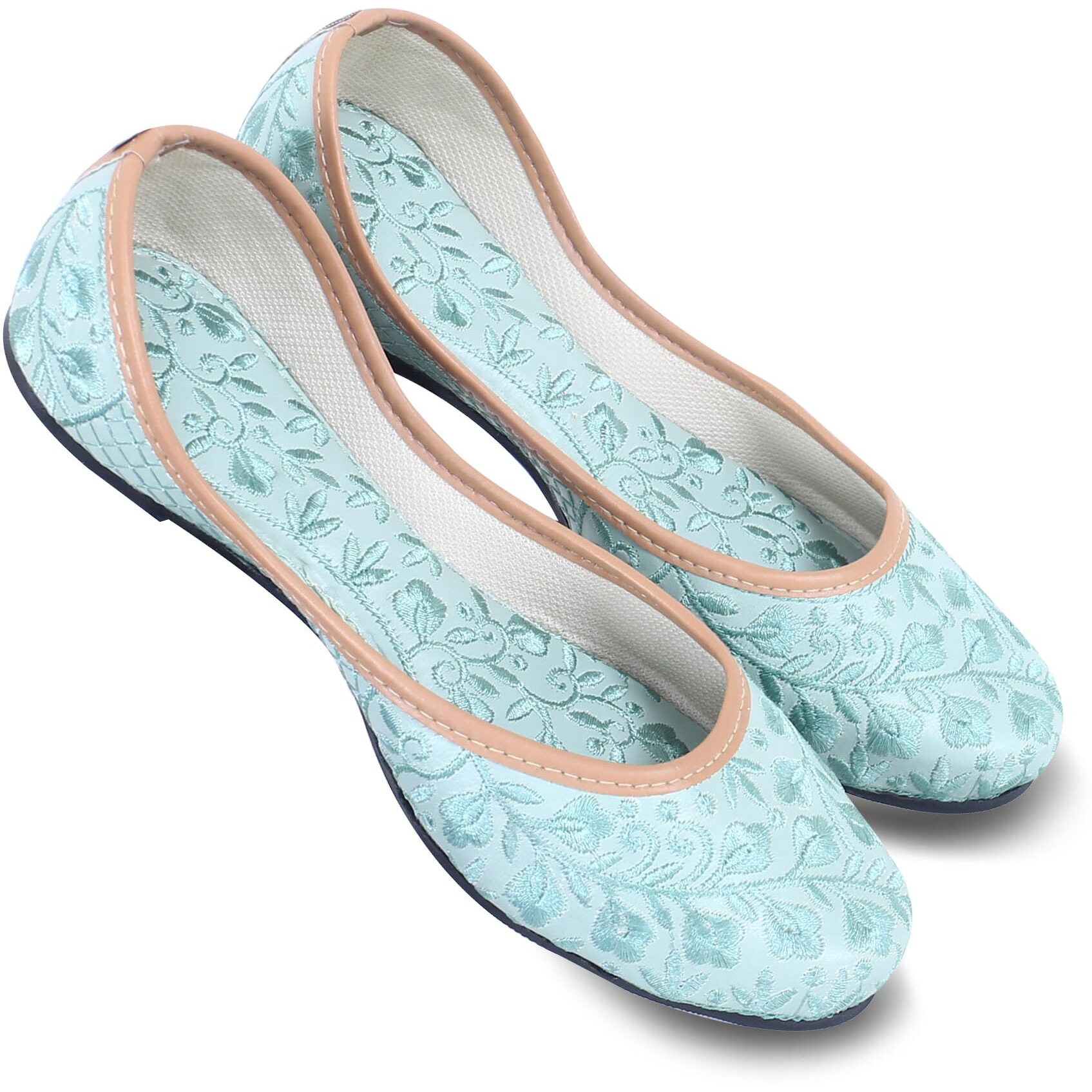 DFR Woman Embroidered Punjabi Mojari Jutti Juti for Women Shoe, Color GREEN1 | UK Size 8