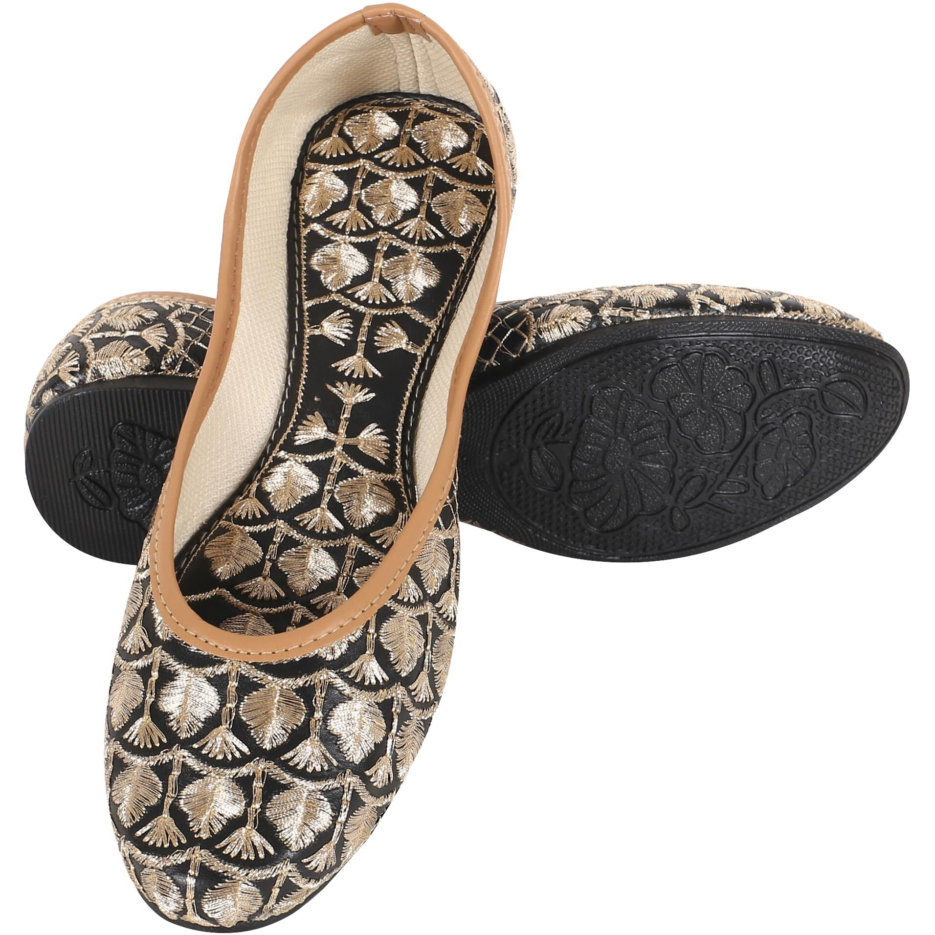DFR Woman Embroidered Punjabi Mojari Jutti Juti for Women Shoe, Color BLACK8 | UK Size 8