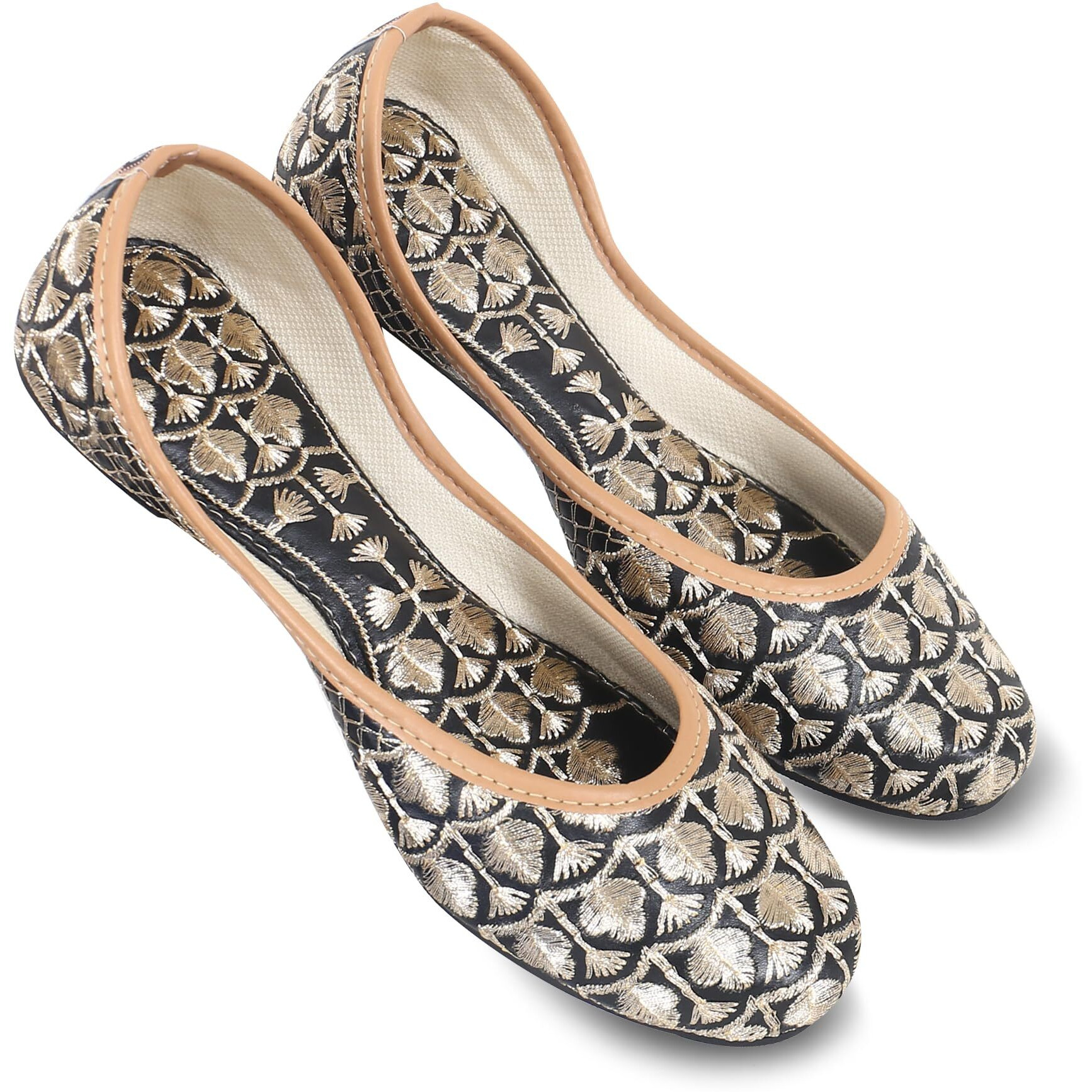 DFR Woman Embroidered Punjabi Mojari Jutti Juti for Women Shoe, Color BLACK8 | UK Size 8