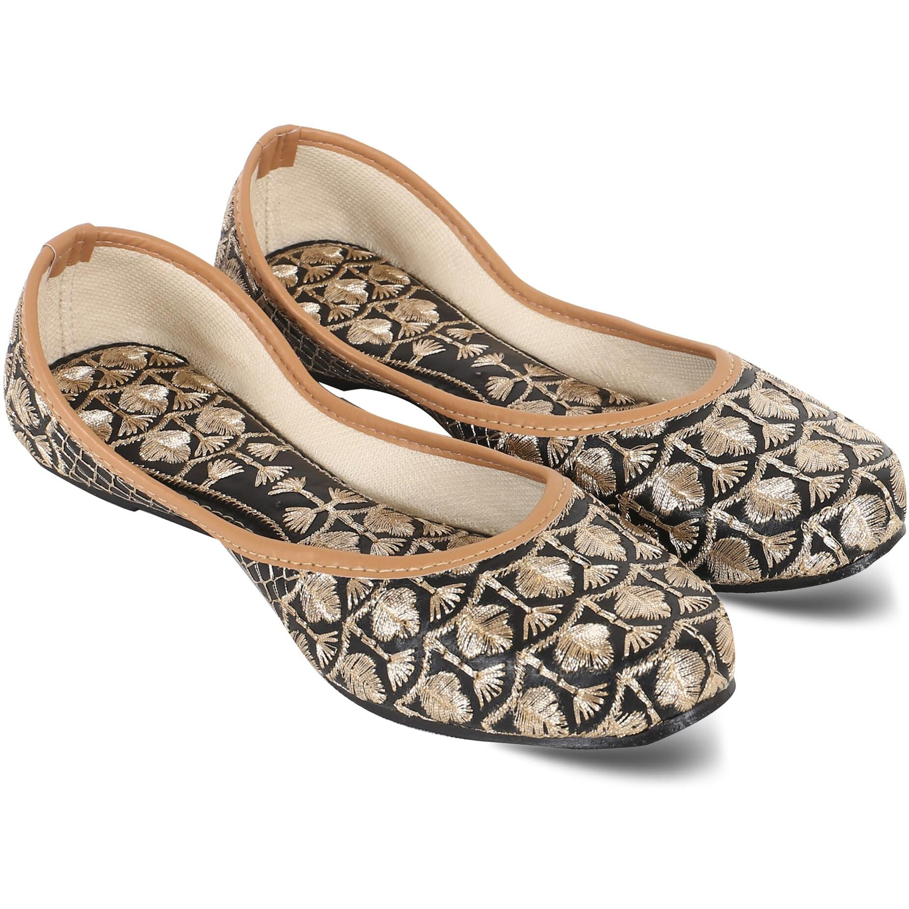 DFR Woman Embroidered Punjabi Mojari Jutti Juti for Women Shoe, Color BLACK8 | UK Size 8