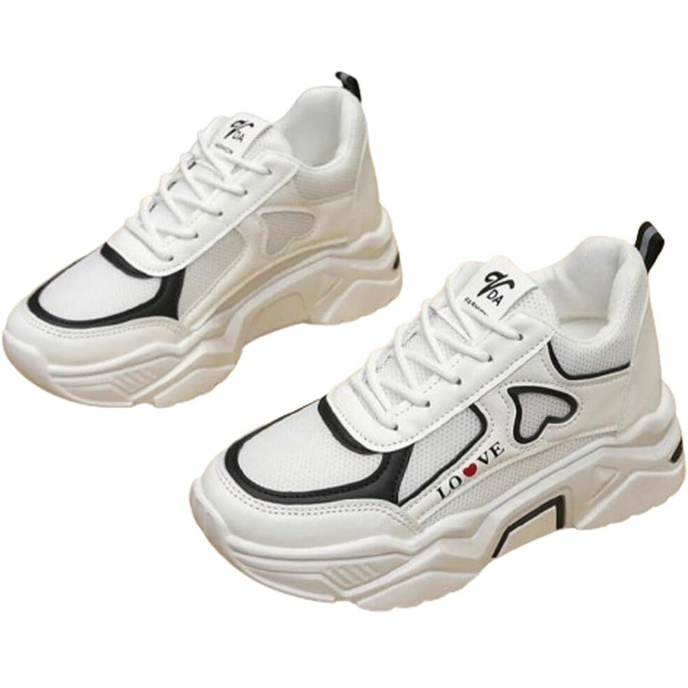 adiso Casual Sneaker Shoes for Womens/Girls (Black&White, 8)