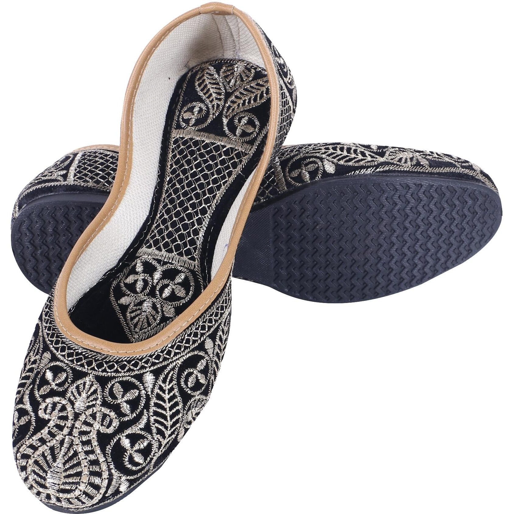 DFR Woman Embroidered Punjabi Mojari Jutti Juti for Women Shoe, Color BLACK2 | UK Size 7