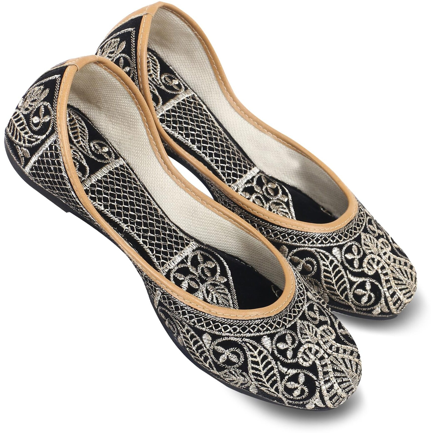 DFR Woman Embroidered Punjabi Mojari Jutti Juti for Women Shoe, Color BLACK2 | UK Size 7