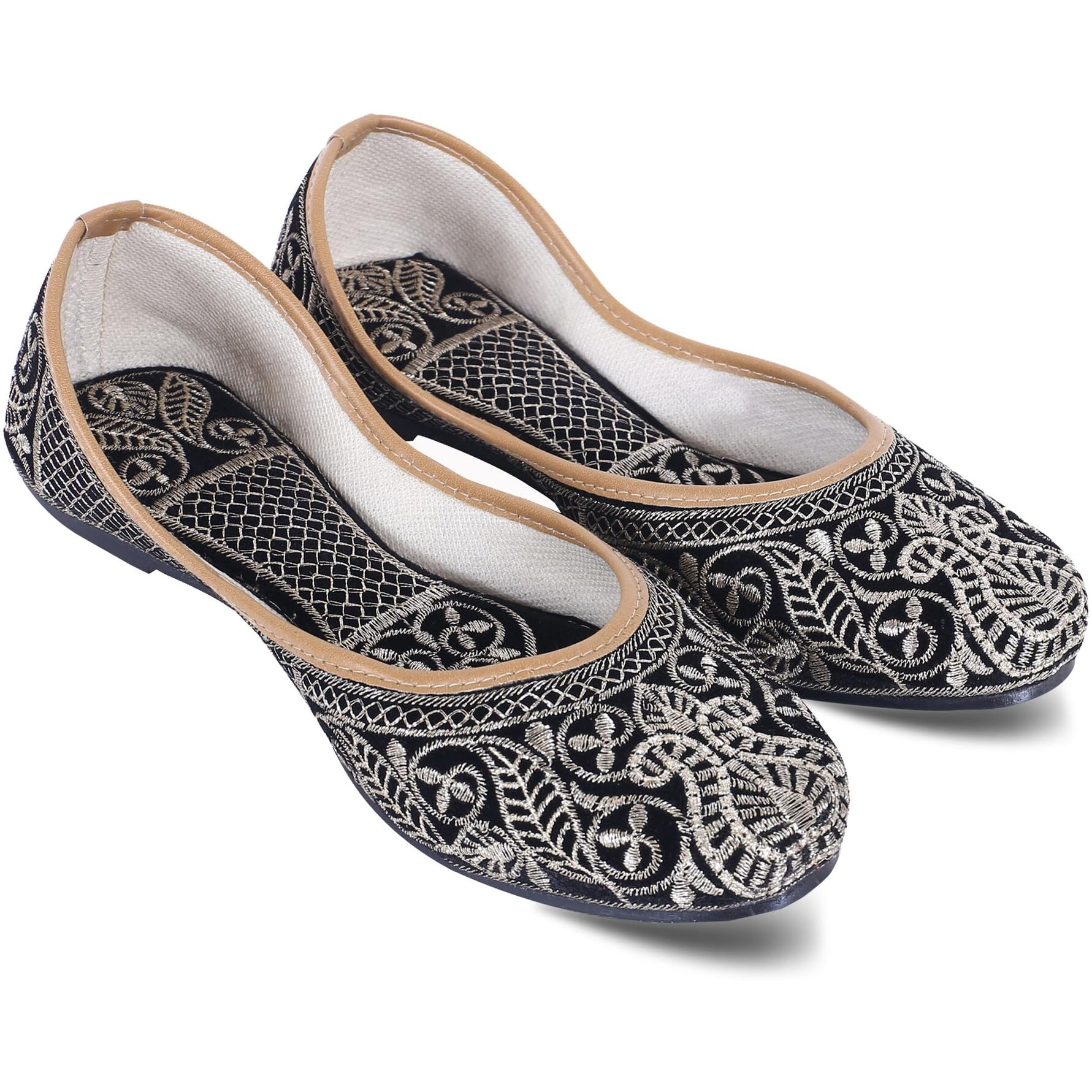 DFR Woman Embroidered Punjabi Mojari Jutti Juti for Women Shoe, Color BLACK2 | UK Size 7