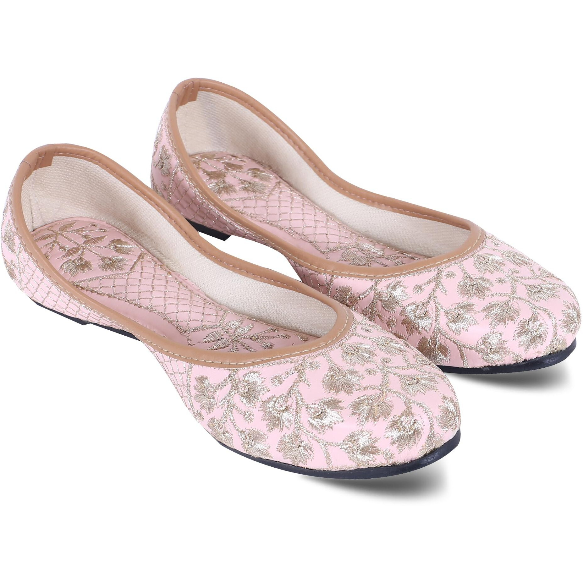 DFR Woman Embroidered Punjabi Mojari Jutti Juti for Women Shoe, Color PINK5 | UK Size 6.5