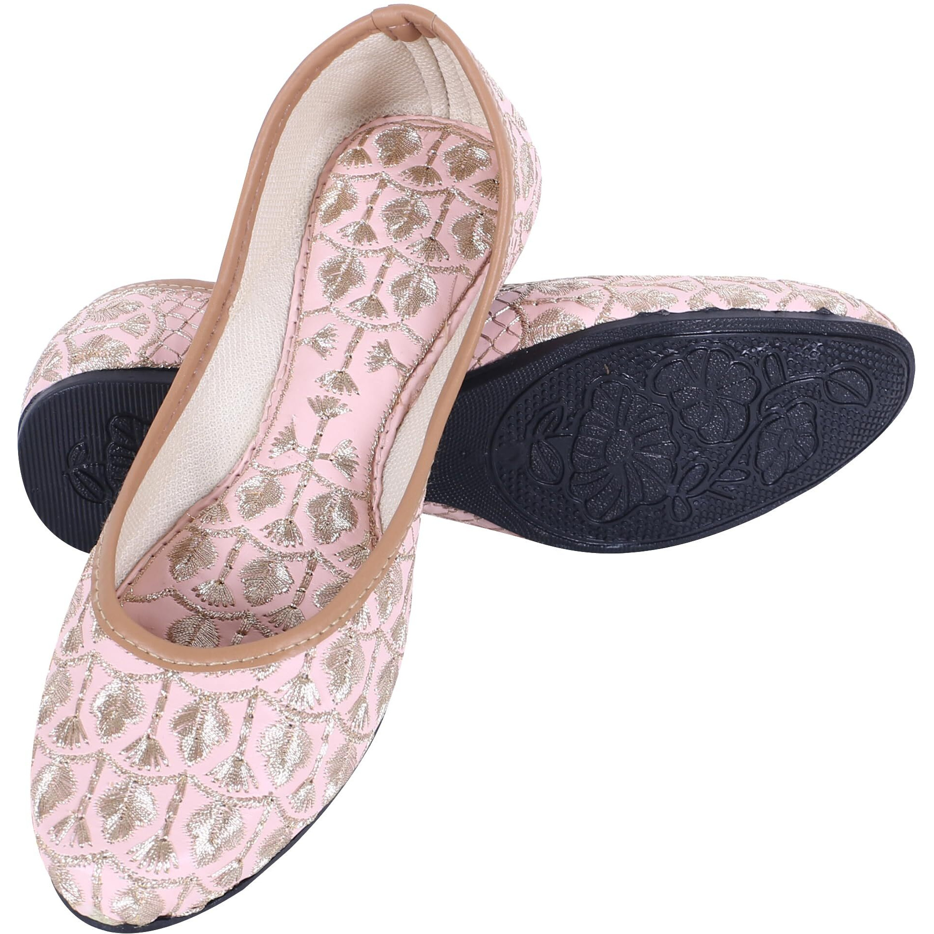 DFR Woman Embroidered Punjabi Mojari Jutti Juti for Women Shoe, Color PINK4 | UK Size 9