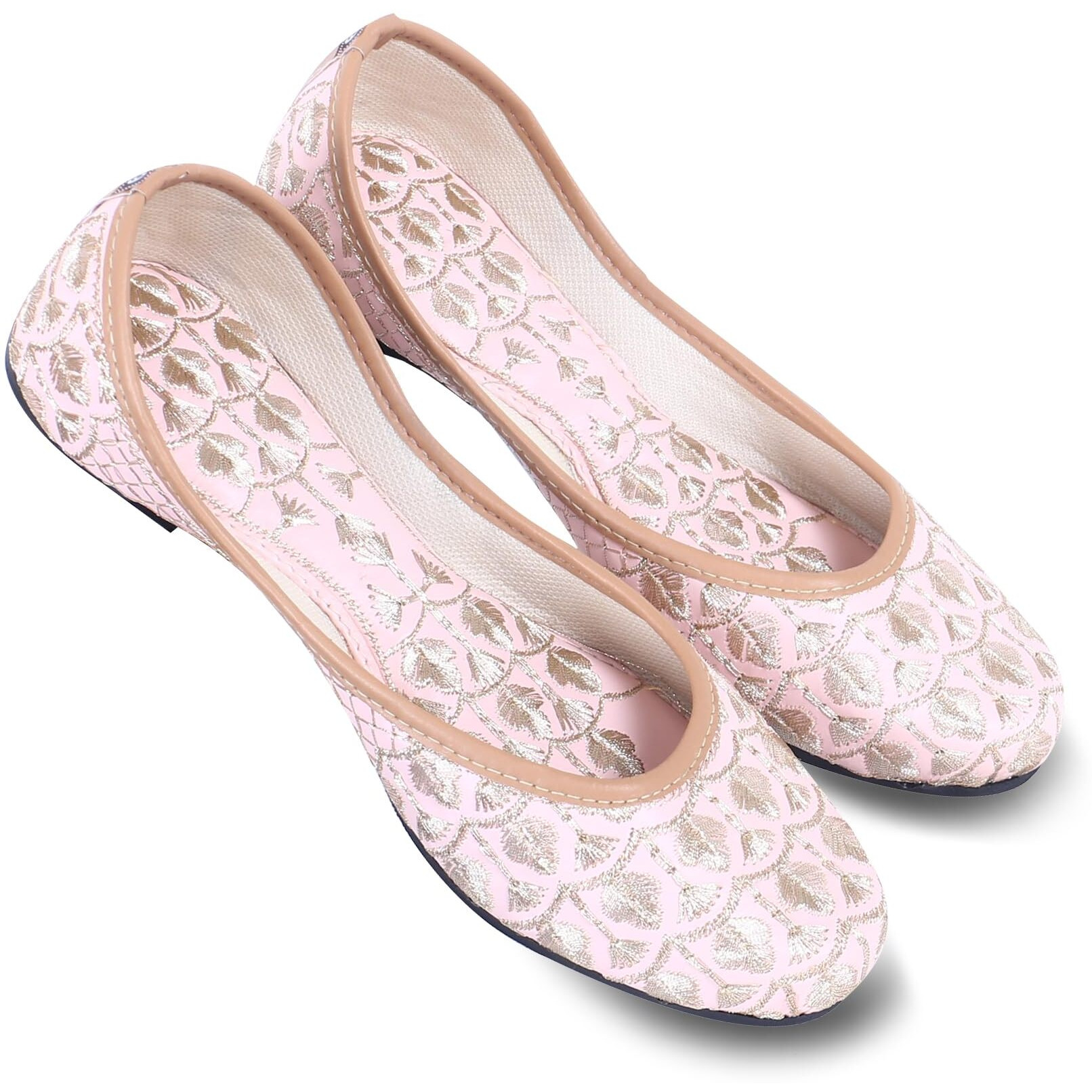 DFR Woman Embroidered Punjabi Mojari Jutti Juti for Women Shoe, Color PINK4 | UK Size 9