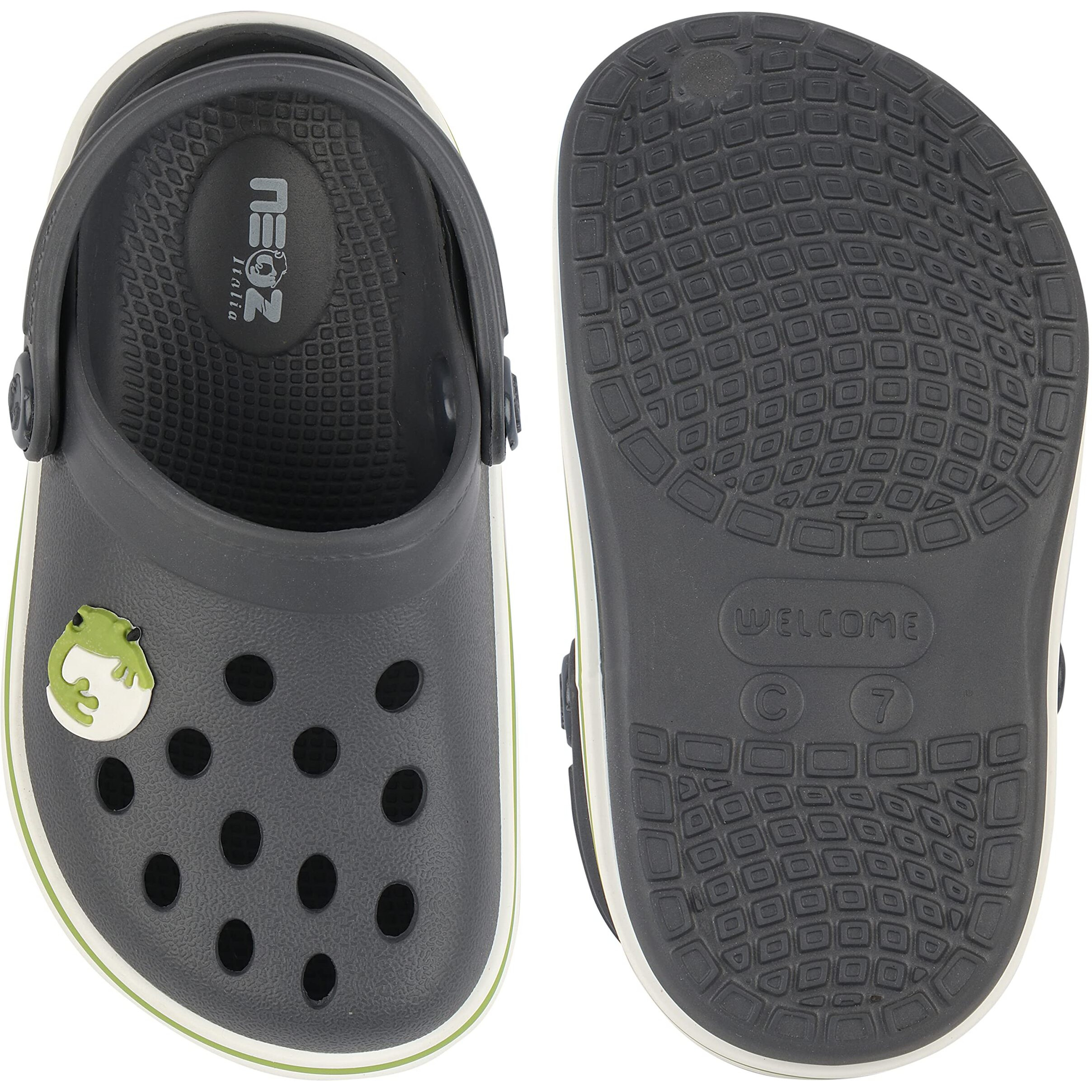 Neoz Casual Slingback Clogs for Kids with Soft Sole | Slip-On Breathable, Lightweight | Comfortable & Durable | Stylish Indoor & Outdoor Sandals Clogs for Kids, K-BEACH-CARBON-MINT_2