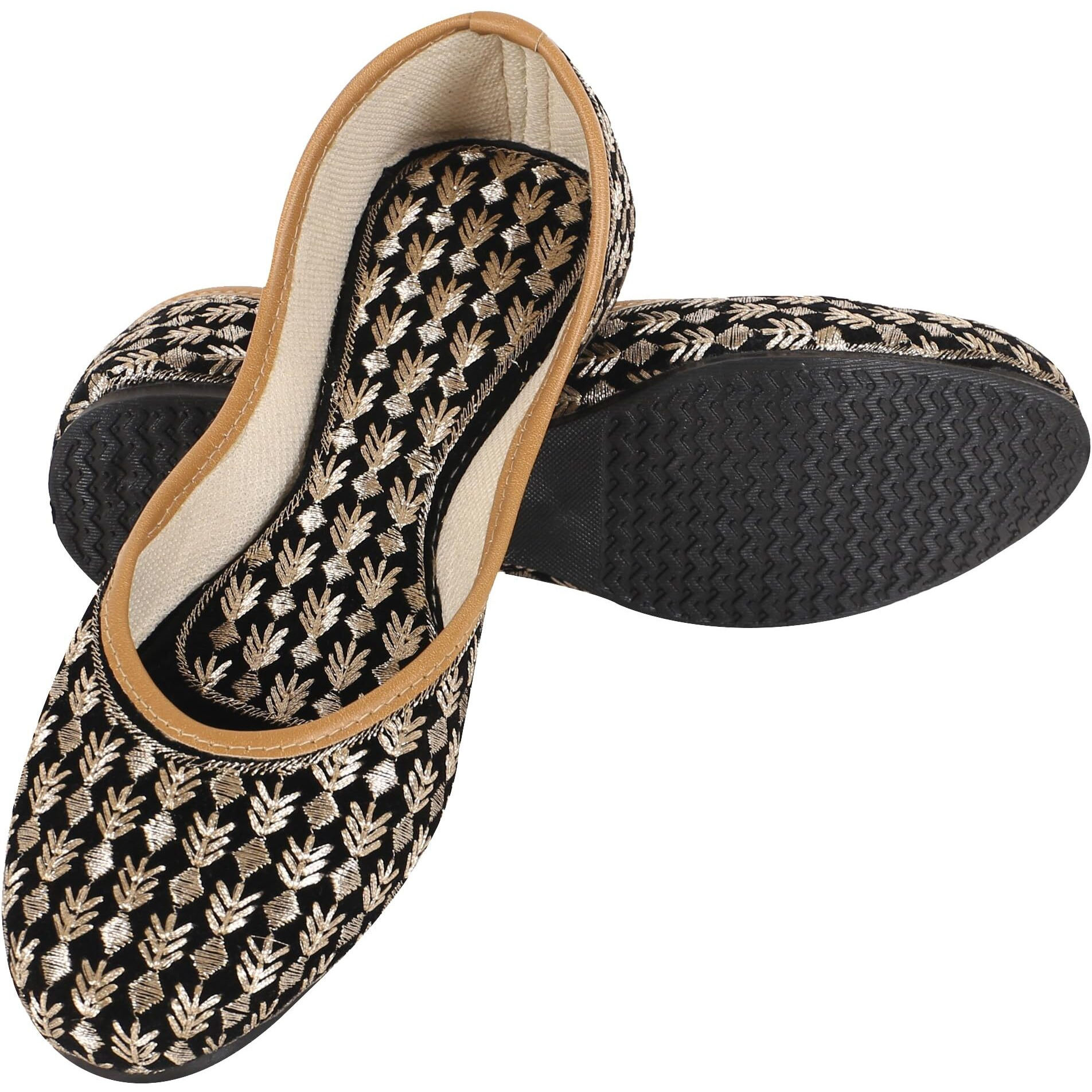 DFR Woman Embroidered Punjabi Mojari Jutti Juti for Women Shoe, Color BLACK5 | UK Size 7