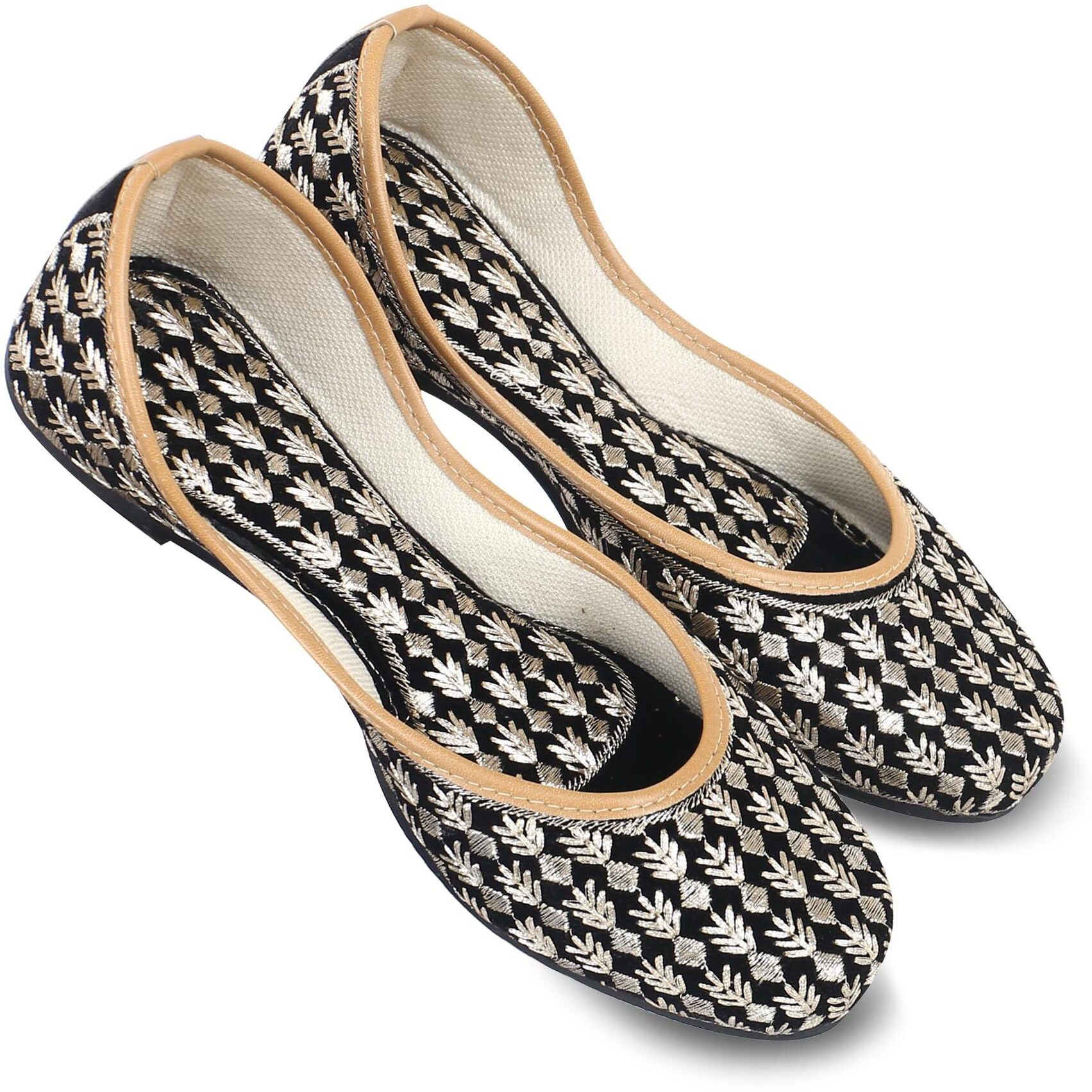 DFR Woman Embroidered Punjabi Mojari Jutti Juti for Women Shoe, Color BLACK5 | UK Size 7