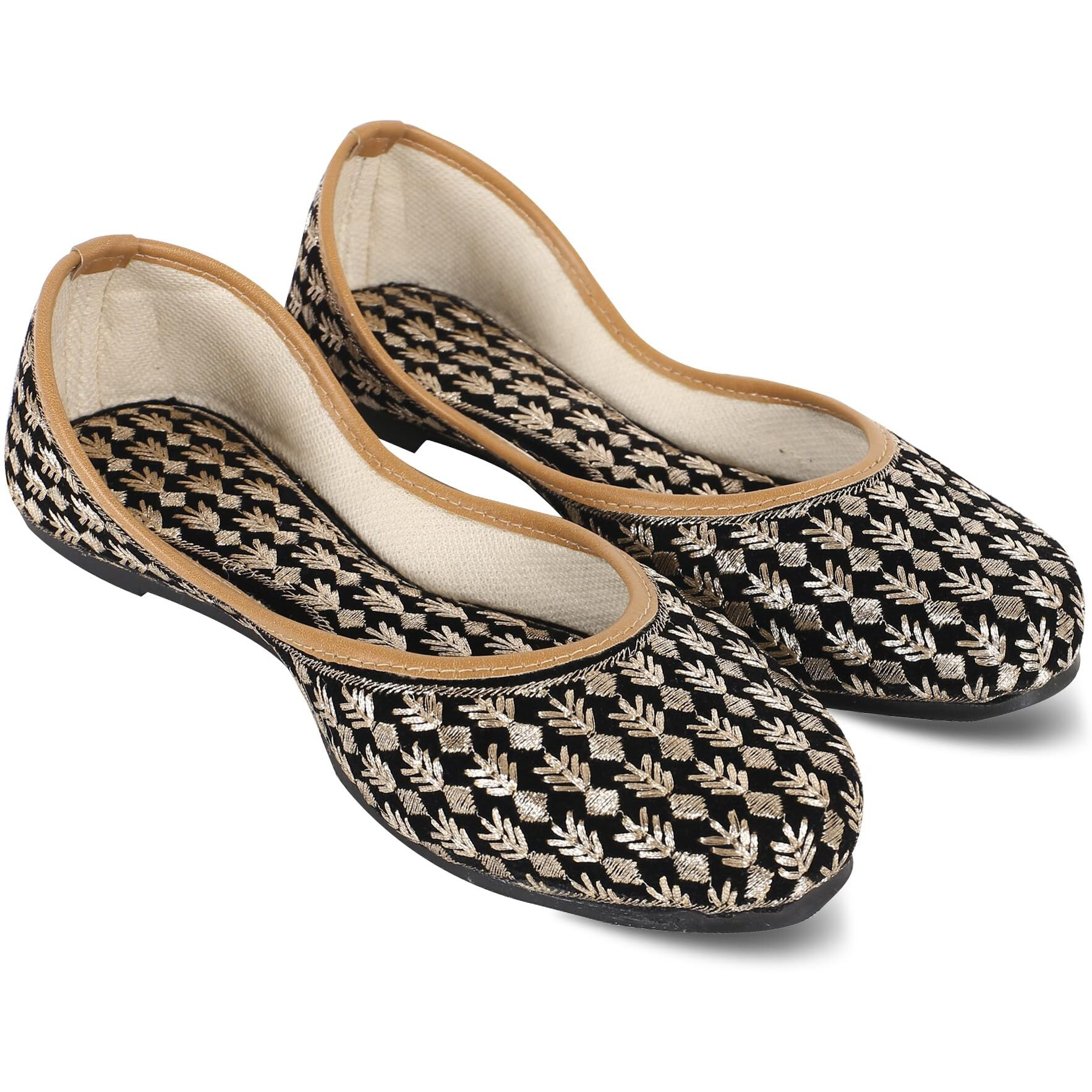 DFR Woman Embroidered Punjabi Mojari Jutti Juti for Women Shoe, Color BLACK5 | UK Size 7