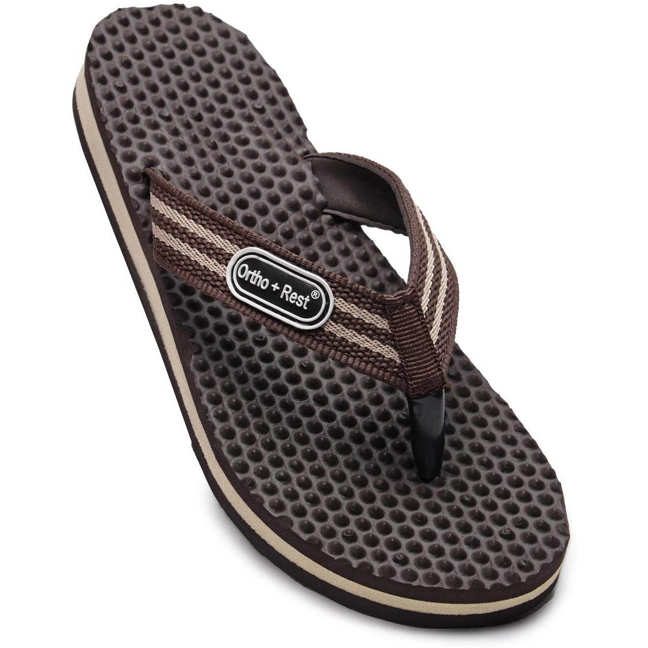 Ortho + Rest 100% Comfort Extra Soft Ortho Slippers for Men | Orthopedic Footwear | Casual Flip-Flops for Daily use (Brown, numeric_8)