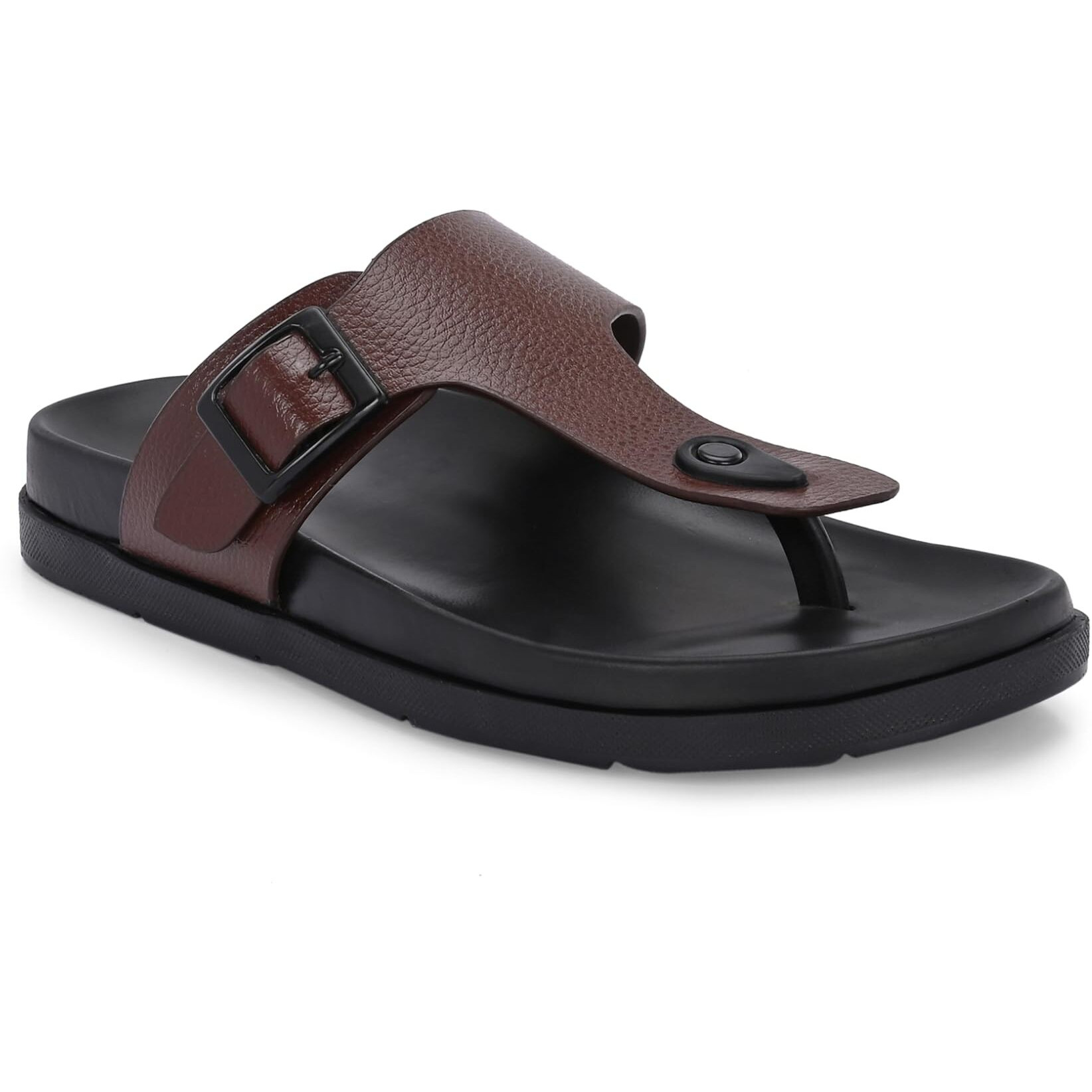San Frissco Men's Sandals with Open Toe Strap/Perfect Fit for Summer and Rainy Season Easy to Walk Slipper, Chappal/Stylish Casual Trendy Floaters - 7 (Brown)
