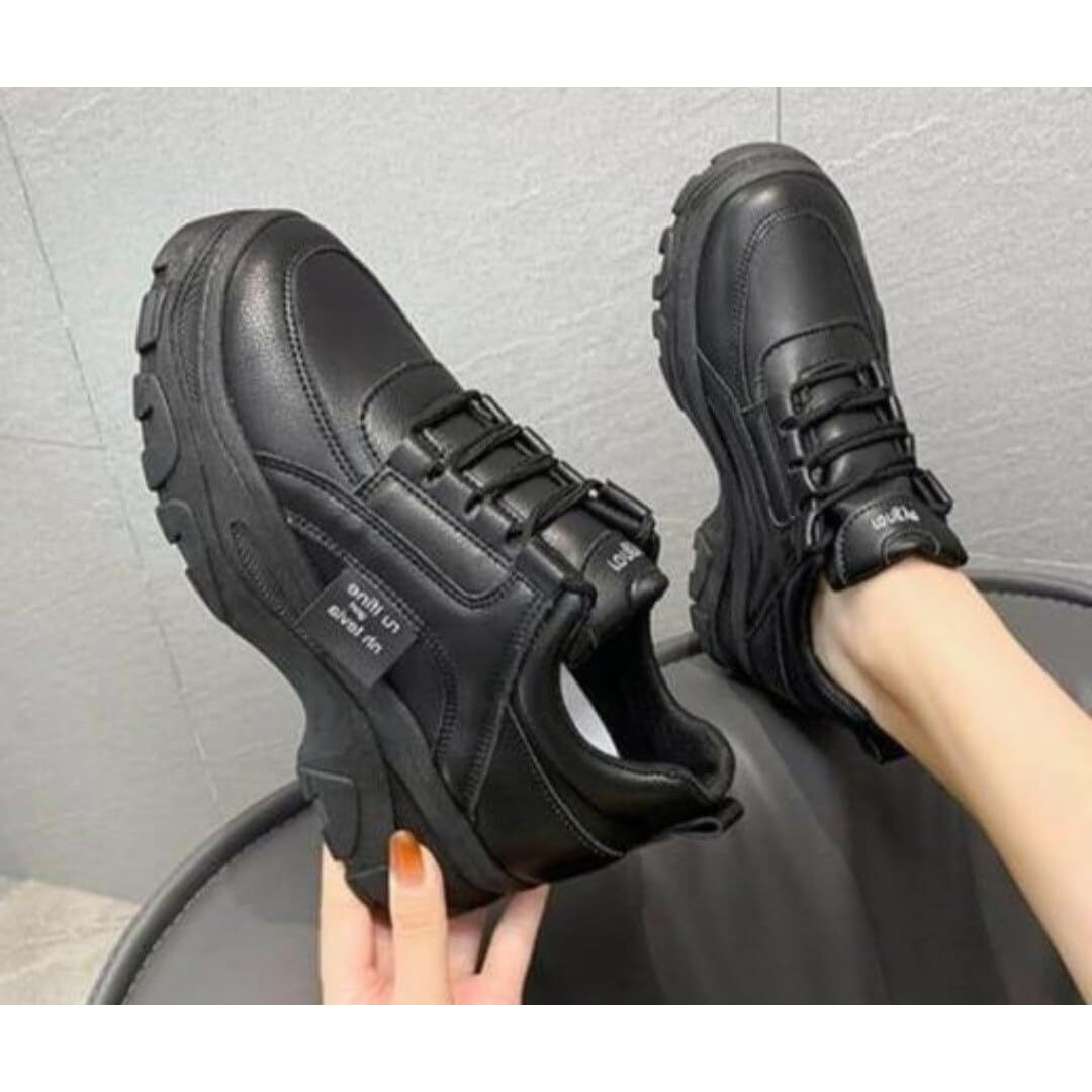 adiso Casual Sneaker Shoes for Womens/Girls (Black, 4)