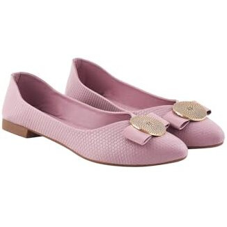Shoetopia Women's Block Heel Ballet Flats Mauve