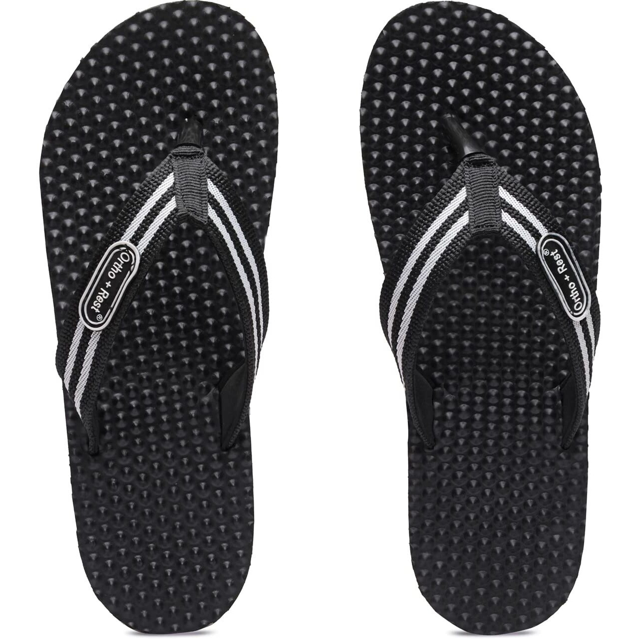 Ortho + Rest 100% Comfort Extra Soft Ortho Slippers for Men | Orthopedic Footwear | Casual Flip-Flops for Daily use (Black, numeric_10)