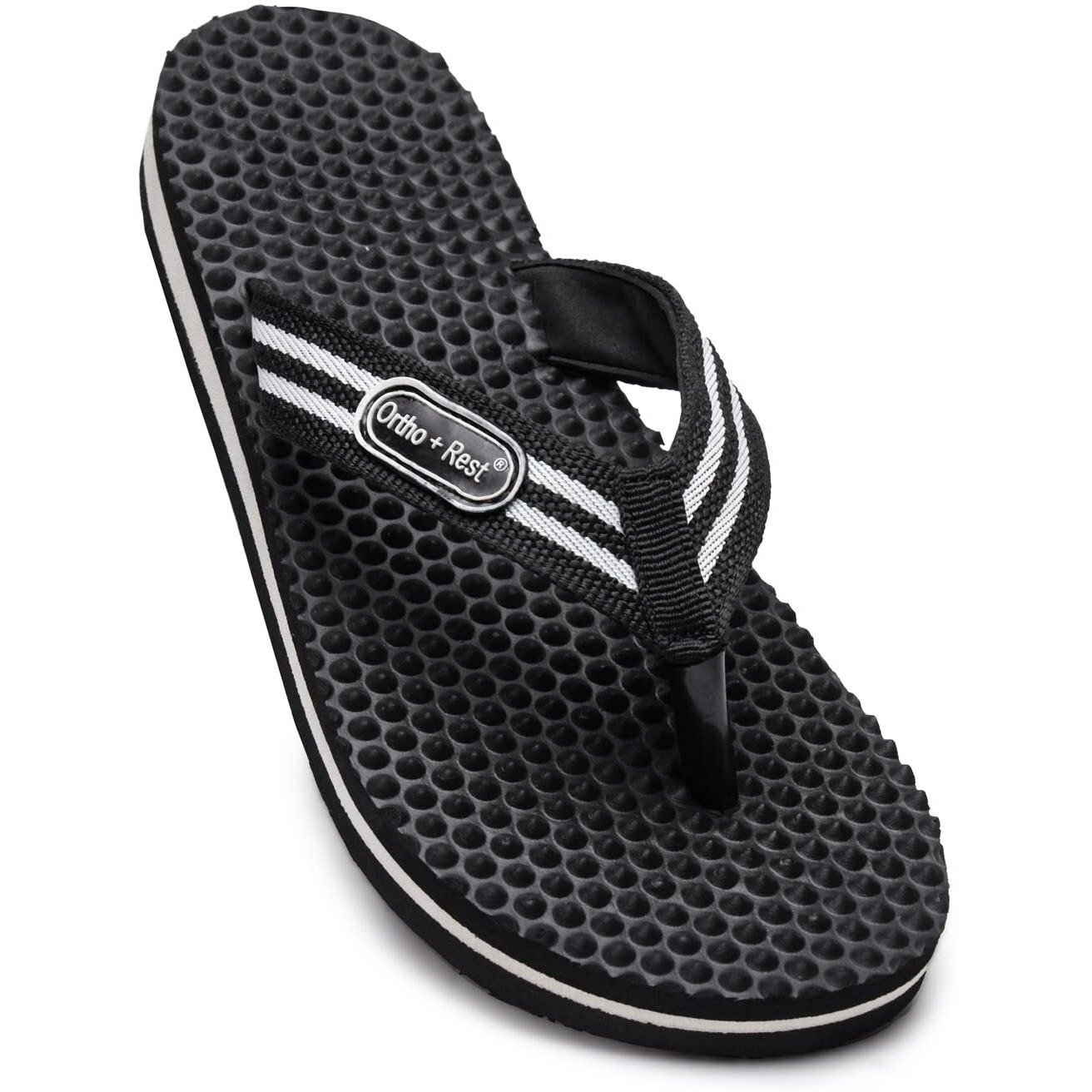 Ortho + Rest 100% Comfort Extra Soft Ortho Slippers for Men | Orthopedic Footwear | Casual Flip-Flops for Daily use (Black, numeric_10)