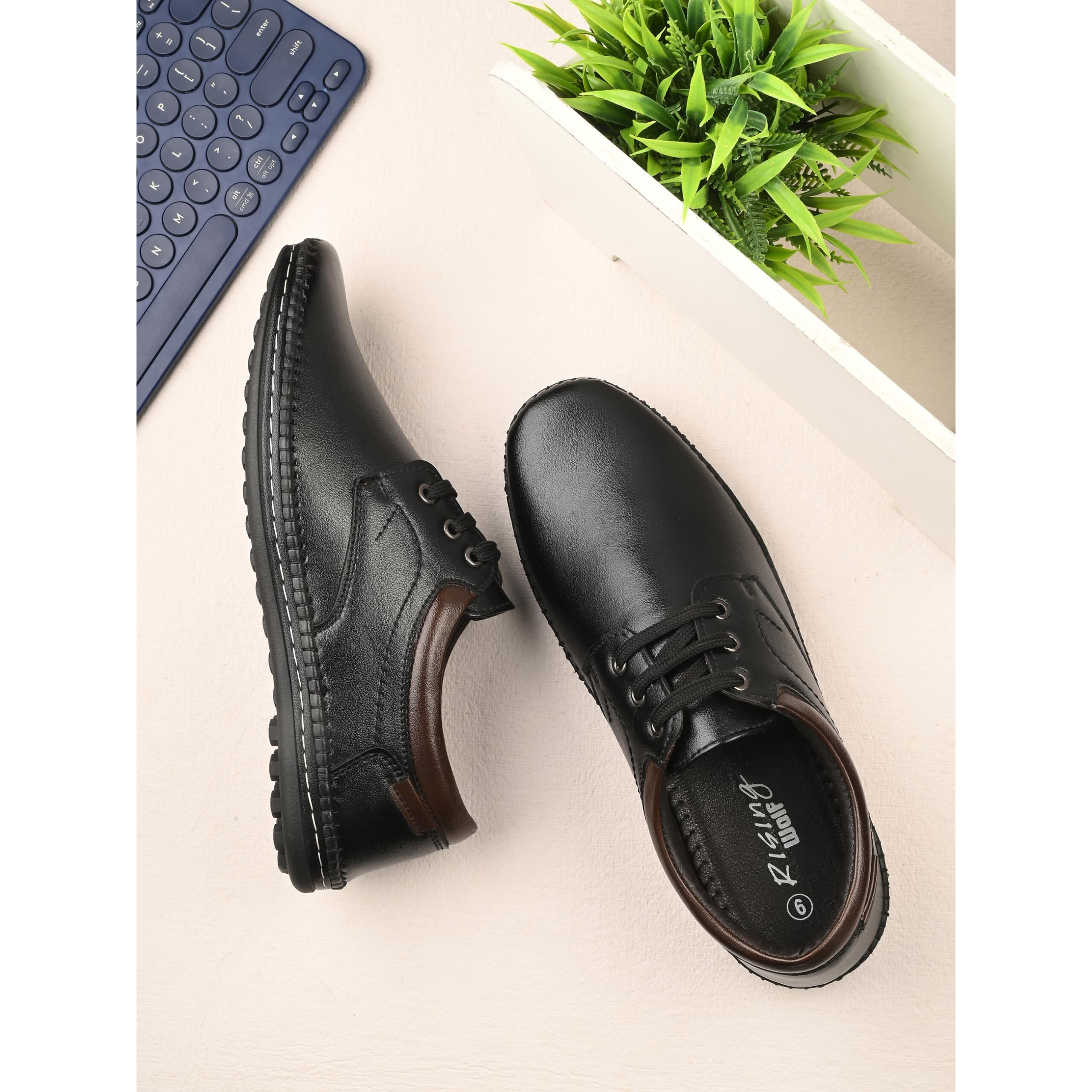 Rising Wolf Mens Boss-Grip Lace up Uniform Dress Shoe Black 10