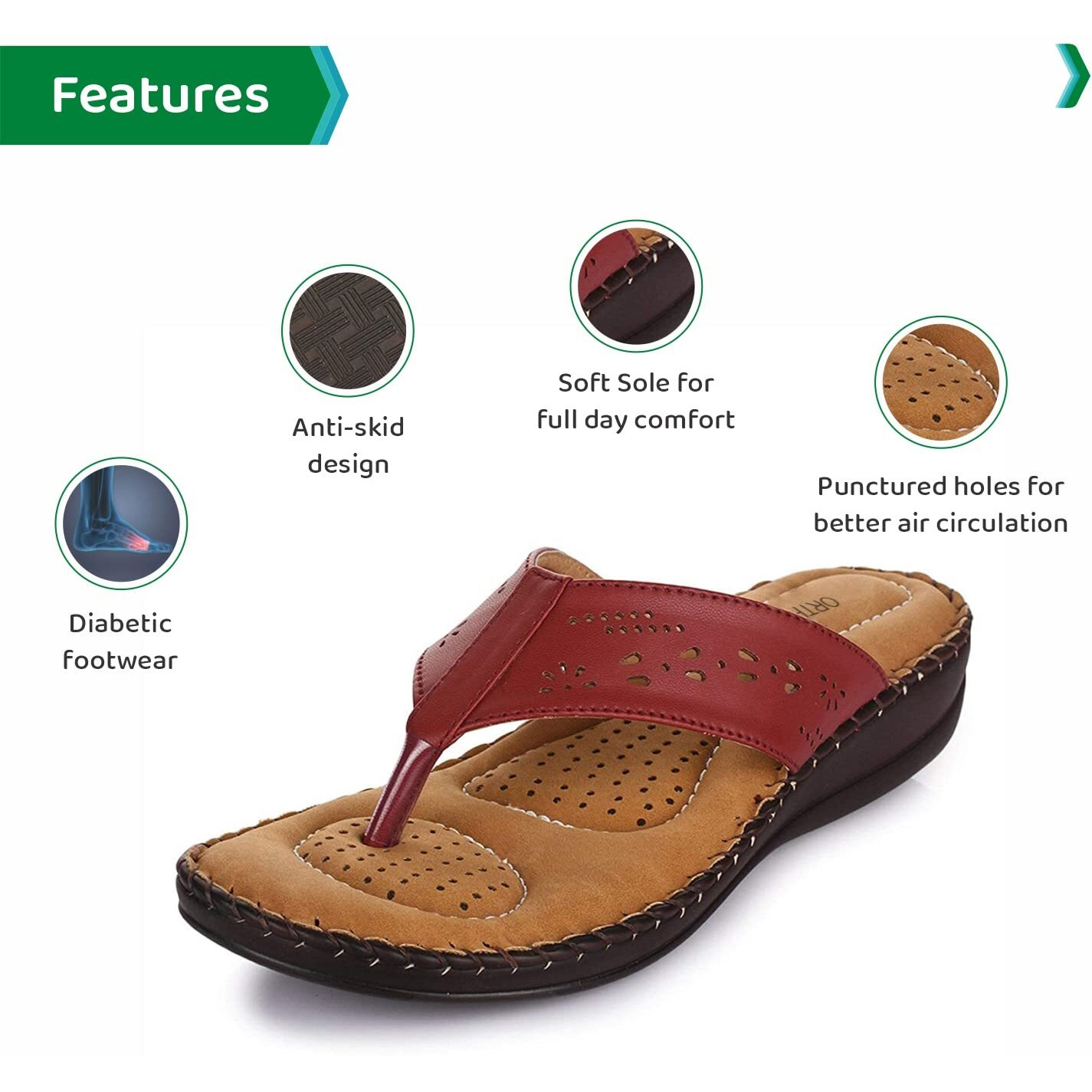 ORTHO JOY Extra Soft Doctor Ortho Slippers for men - 7uk