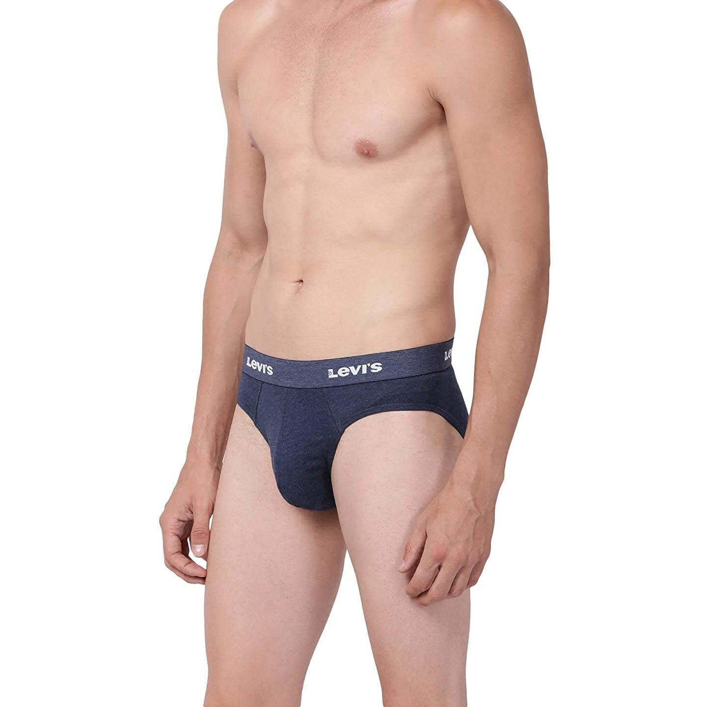 Levis Mens Cotton Style 009 Neo Regular Fit Solid Brief (Pack of 2) (009-BRIEF-BLK/NAVY Mel-P2_Black,Navy Melange_M)