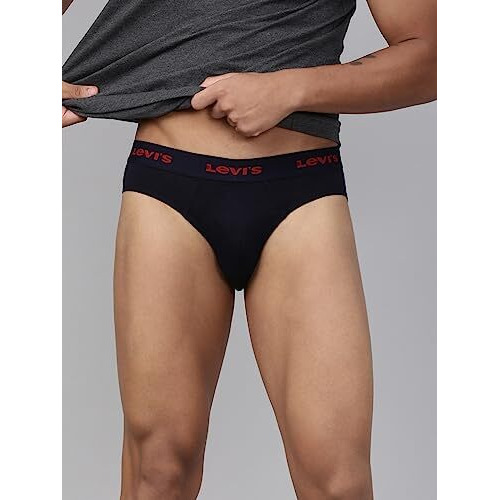 Levis Mens Cotton Style 009 Neo Regular Fit Solid Brief (Pack of 2) (009-BRIEF-BLK/NAVY-P2_Black,Navy_XL)