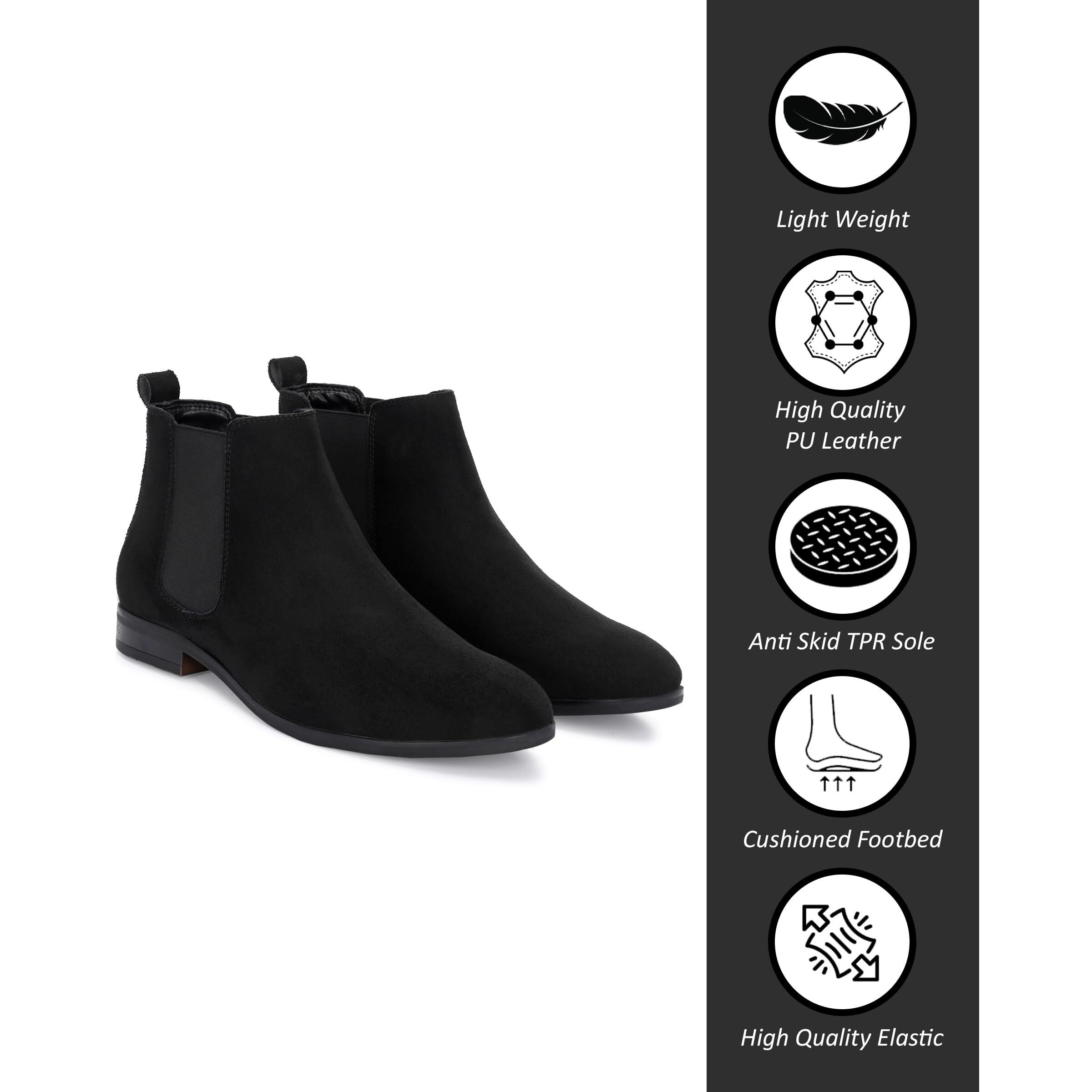HiRELS Mens Premium Suede Chelsea Ankle Boots|Soft Cushioned Insole |Slip-Resistance|Dynamic Feet Support|Arch Support Boots For Men