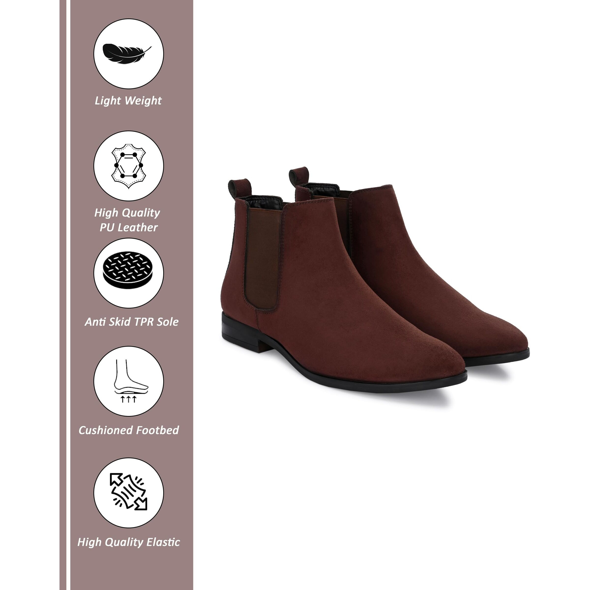 HiRELS Mens Premium Suede Chelsea Ankle Boots|Soft Cushioned Insole |Slip-Resistance|Dynamic Feet Support|Arch Support Boots For Men