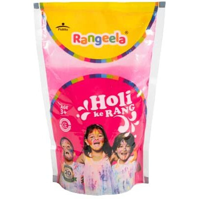 Pidilite Rangeela Holi Ke Rang  Floro Pink, Non-Toxic Colour, Soft And Smooth On Skin, Washable, Easy To Remove, Pleasant Fragrance, Trusted Brand, Safe For Children, 500g Pouch Pack
