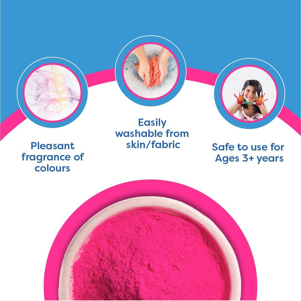 Pidilite Rangeela Holi Ke Rang  Floro Pink, Non-Toxic Colour, Soft And Smooth On Skin, Washable, Easy To Remove, Pleasant Fragrance, Trusted Brand, Safe For Children, 500g Pouch Pack