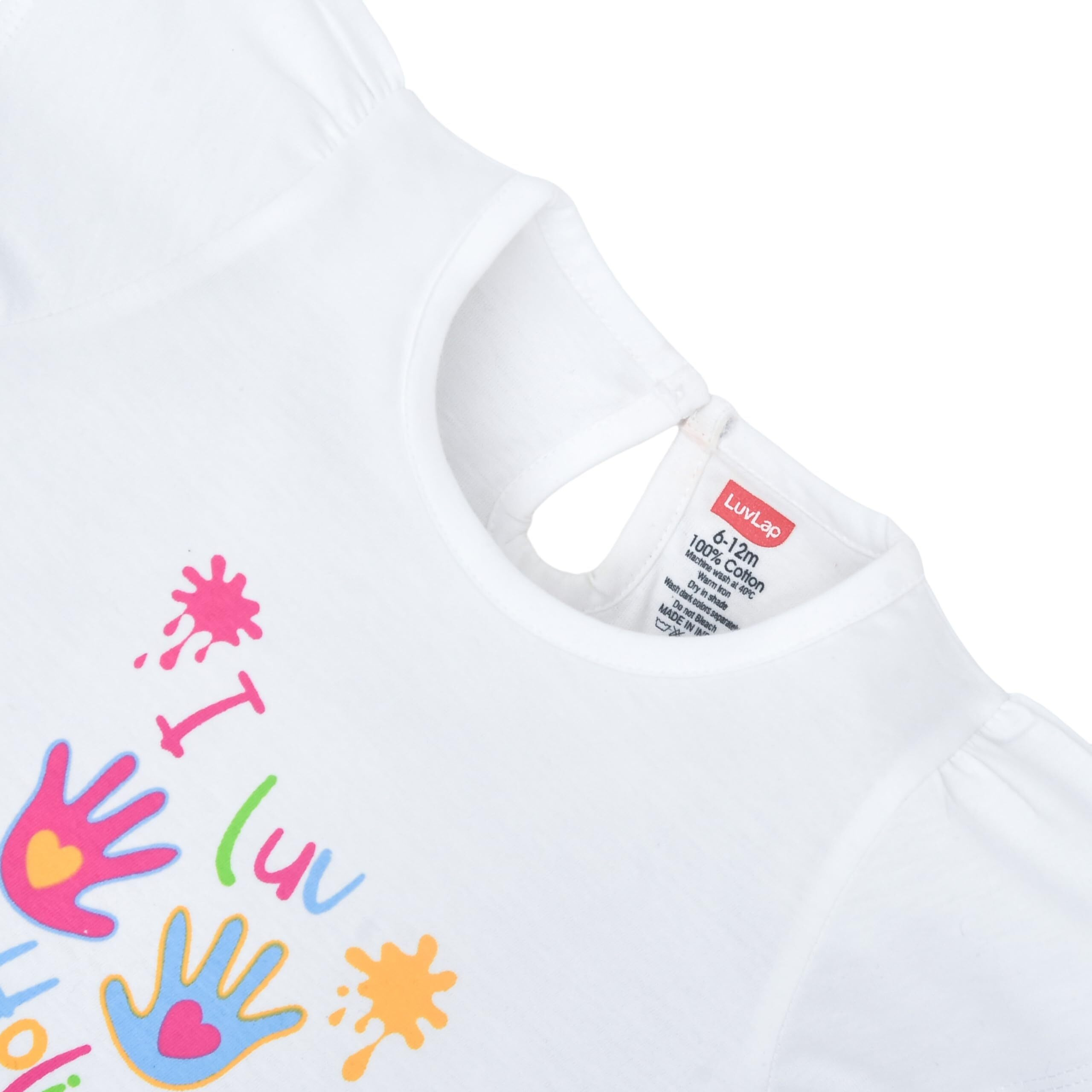 LuvLap Baby Regular Fit Half Sleeve Girls Top-Holi (LLPGR002_Multicolour-2 6 to 12 Months)