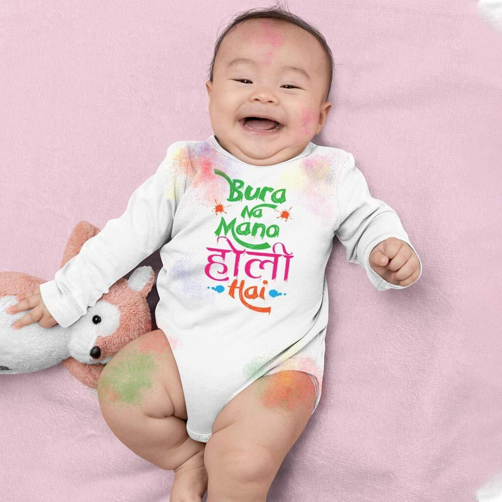 Bon Organik Unisex Bura Na Mano Holi Bodysuit Baby (BON1213-K_White_0-3M)