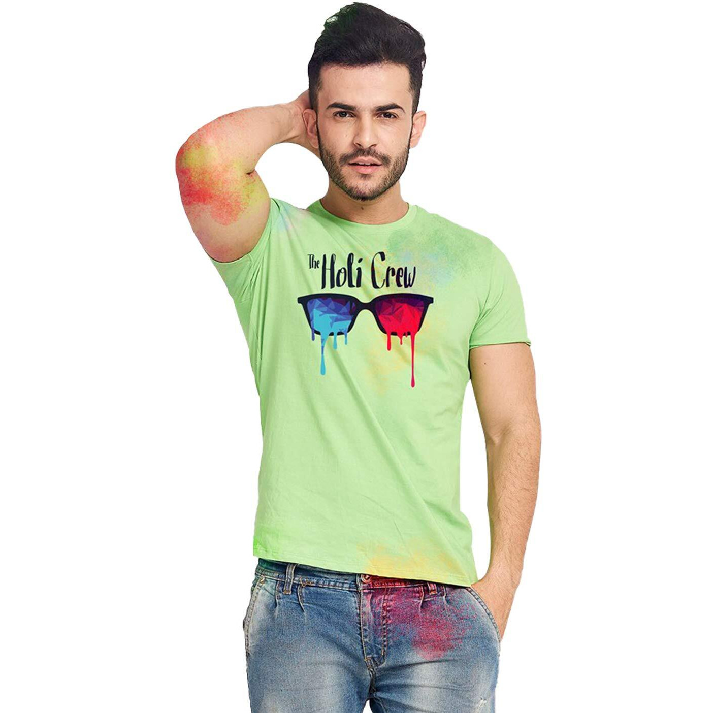 Bon Organik Couple Holi Crew T-Shirt (COUPLEHOLIBON1229_Mens XXL)