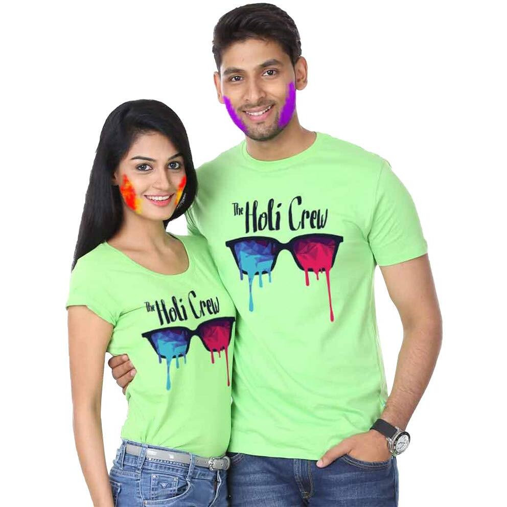 Bon Organik Couple Holi Crew T-Shirt (COUPLEHOLIBON1229_Womens M)