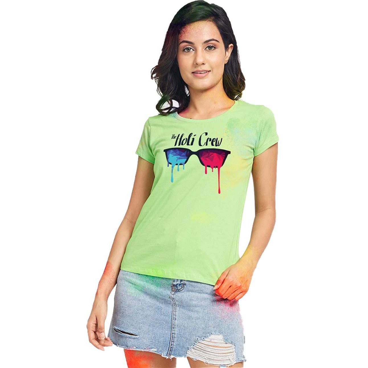 Bon Organik Couple Holi Crew T-Shirt (COUPLEHOLIBON1229_Womens M)