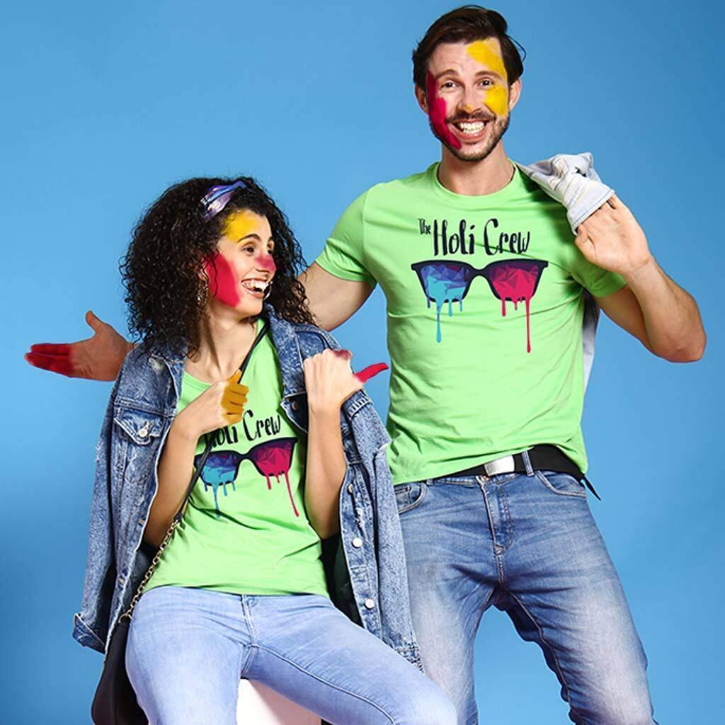 Bon Organik Couple Holi Crew T-Shirt (COUPLEHOLIBON1229_Womens M)