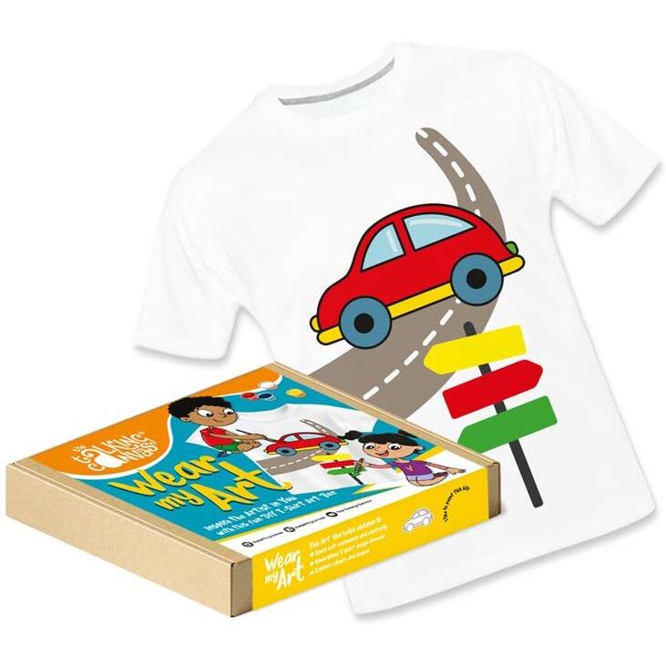 The Talking Canvas Art and Crafts T-Shirt Painting Craft Kit - Art Activity for Kids | Wear Your Art | Holi Gifts - Car Design | Age 11-12 Years