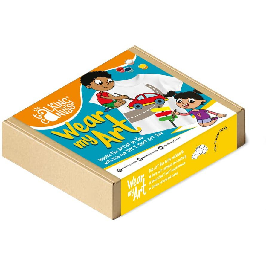 The Talking Canvas Art and Crafts T-Shirt Painting Craft Kit - Art Activity for Kids | Wear Your Art | Holi Gifts - Car Design | Age 11-12 Years