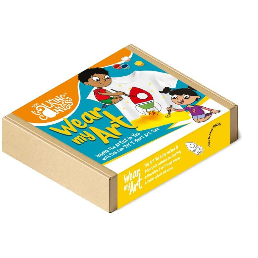 The Talking Canvas Art and Crafts T-Shirt Painting Craft Kit - Art Activity for Kids | Wear Your Art | Holi Gifts - Rocket Design | Age 5-6 Years