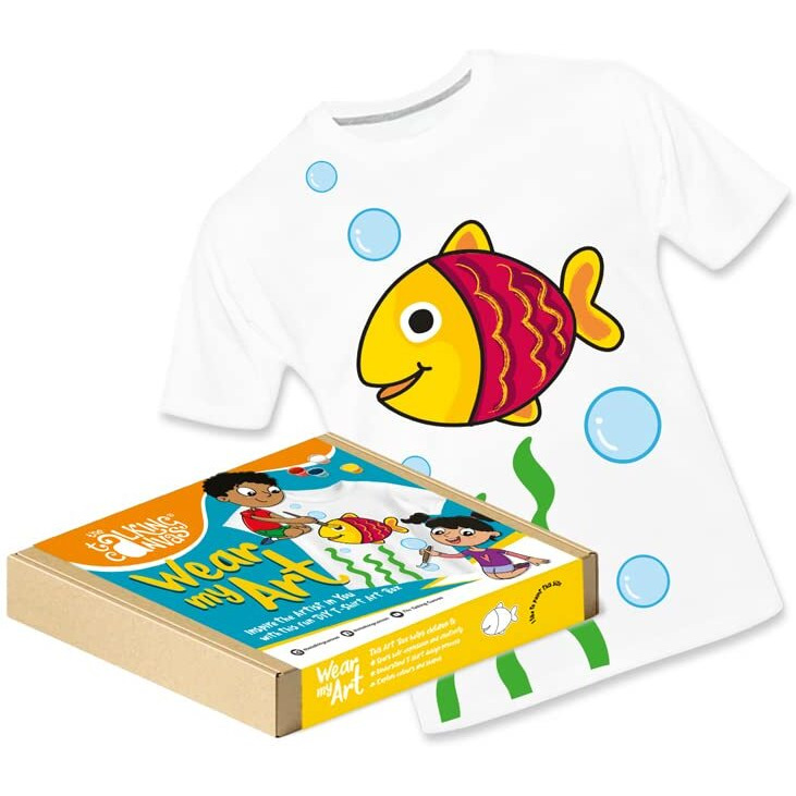 The Talking Canvas Art and Crafts T-Shirt Painting Craft Kit - Art Activity for Kids | Wear Your Art | Holi Gifts - Fish Design | Age 11-12 Years