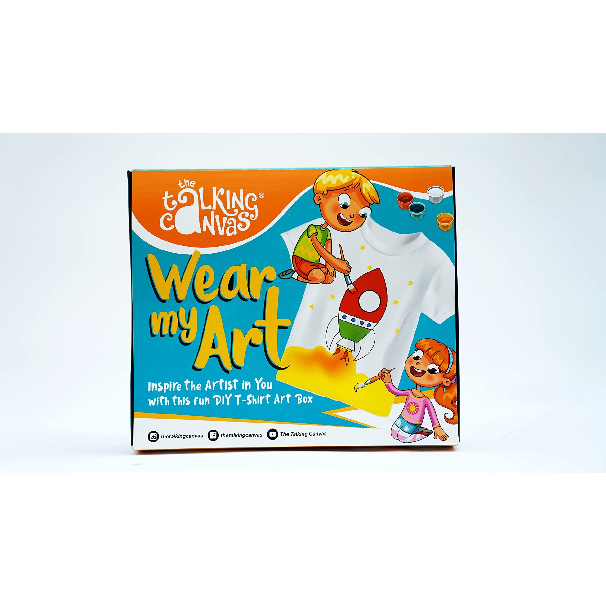 The Talking Canvas Art and Crafts T-Shirt Painting Craft Kit - Art Activity for Kids | Wear Your Art | Holi Gifts - Rocket Design | Age 7-8 Years