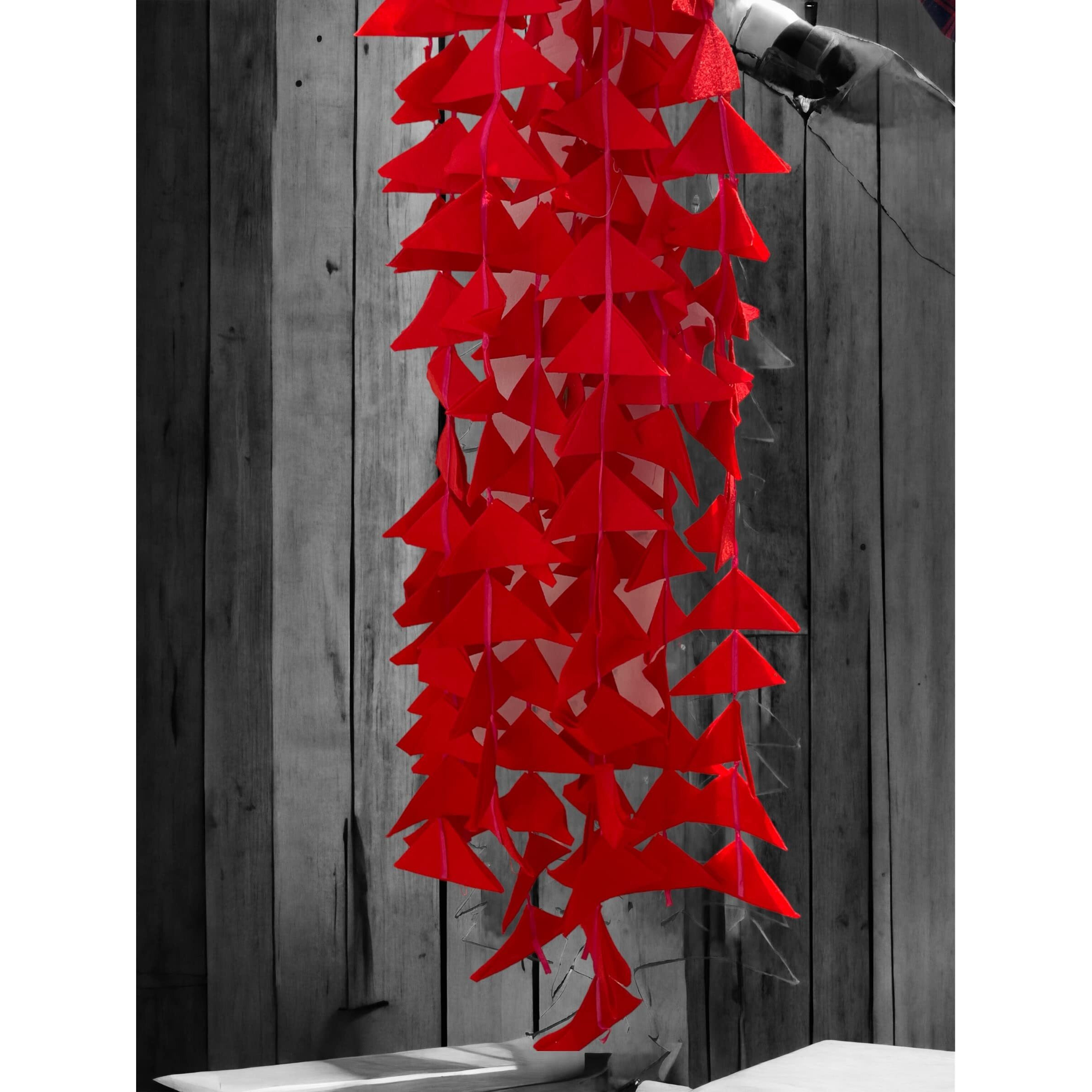 Abhaas Decorative Triangle Felt Fabric Garlands Handmade 4ft. Hanging Toran Indian for Mehndi, Haldi, Wedding, Party Dcor/Backdrops, Holi, Color Theme Party, Festivals