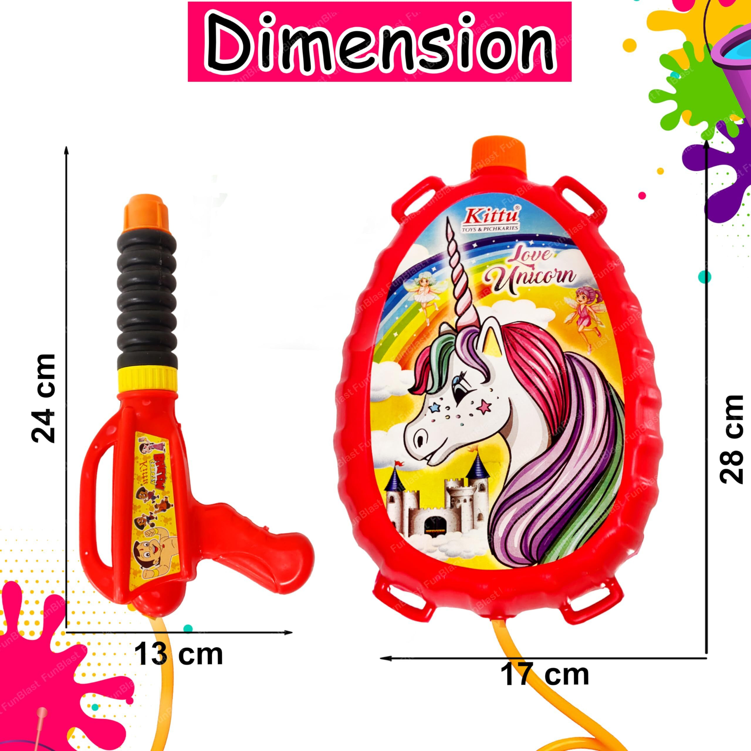 FunBlast Holi Pichkari High Pressure Water Gun Toy for Kids with Tank Water, Pichkari Water Gun, Pichkari for Kids, Holi Gun, Tank Capacity  1.5 L, Made in India Pichkari Toys