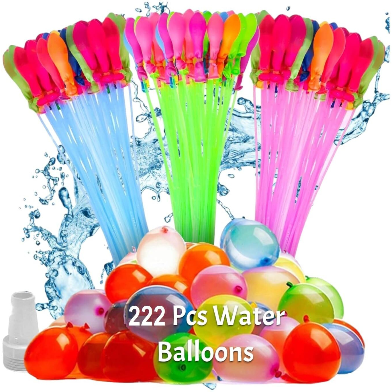 AMFIN (Pack of 222) Holi Water Tap Magic Balloons for Kids - Multicolor