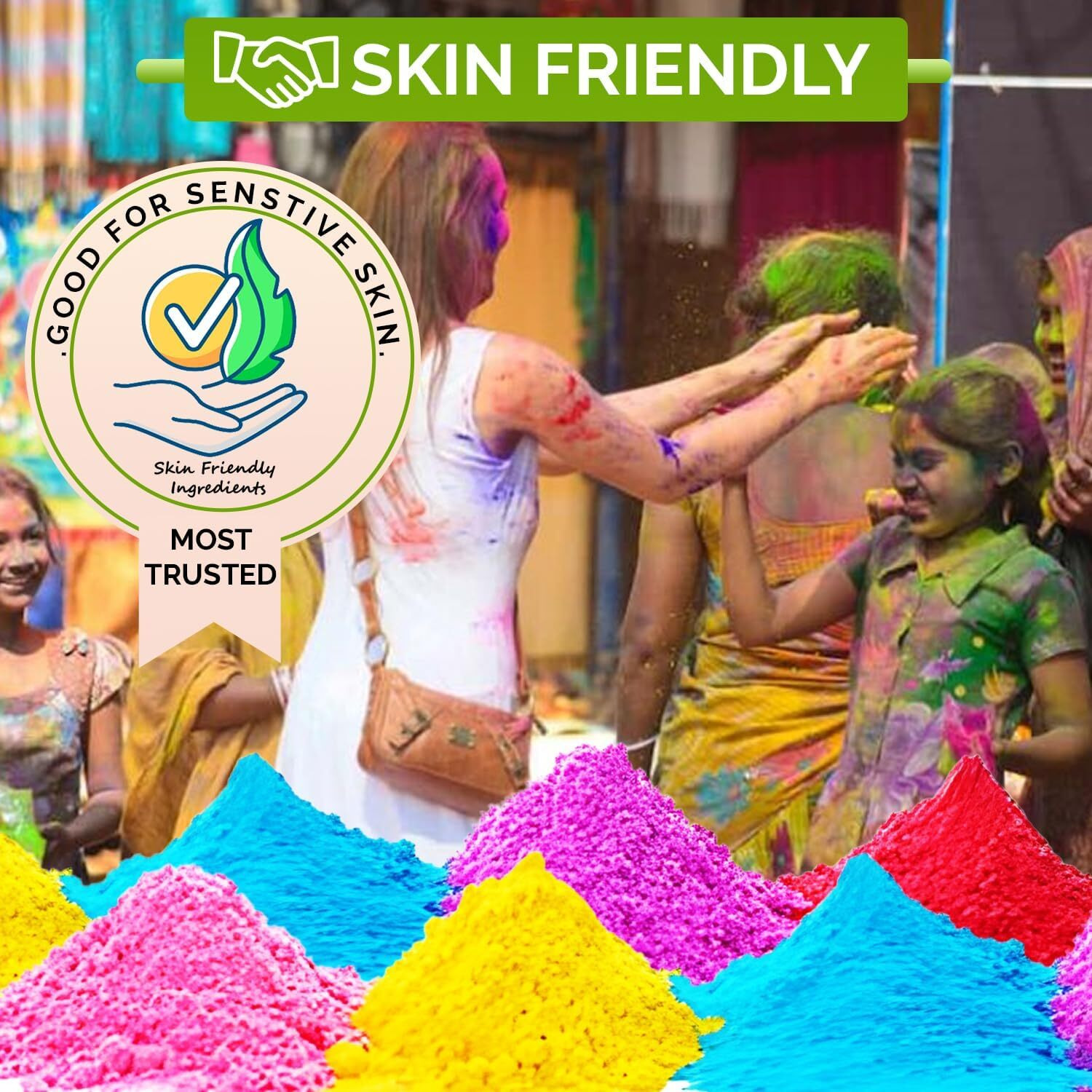 CraftVatika Herbal Holi Colour with water balloon, Holi Ke Rang with 111 Water Balloons Combo, Happy Baby Balloons with 5 Shades Gulal Holi Colours Non Chemical Colors