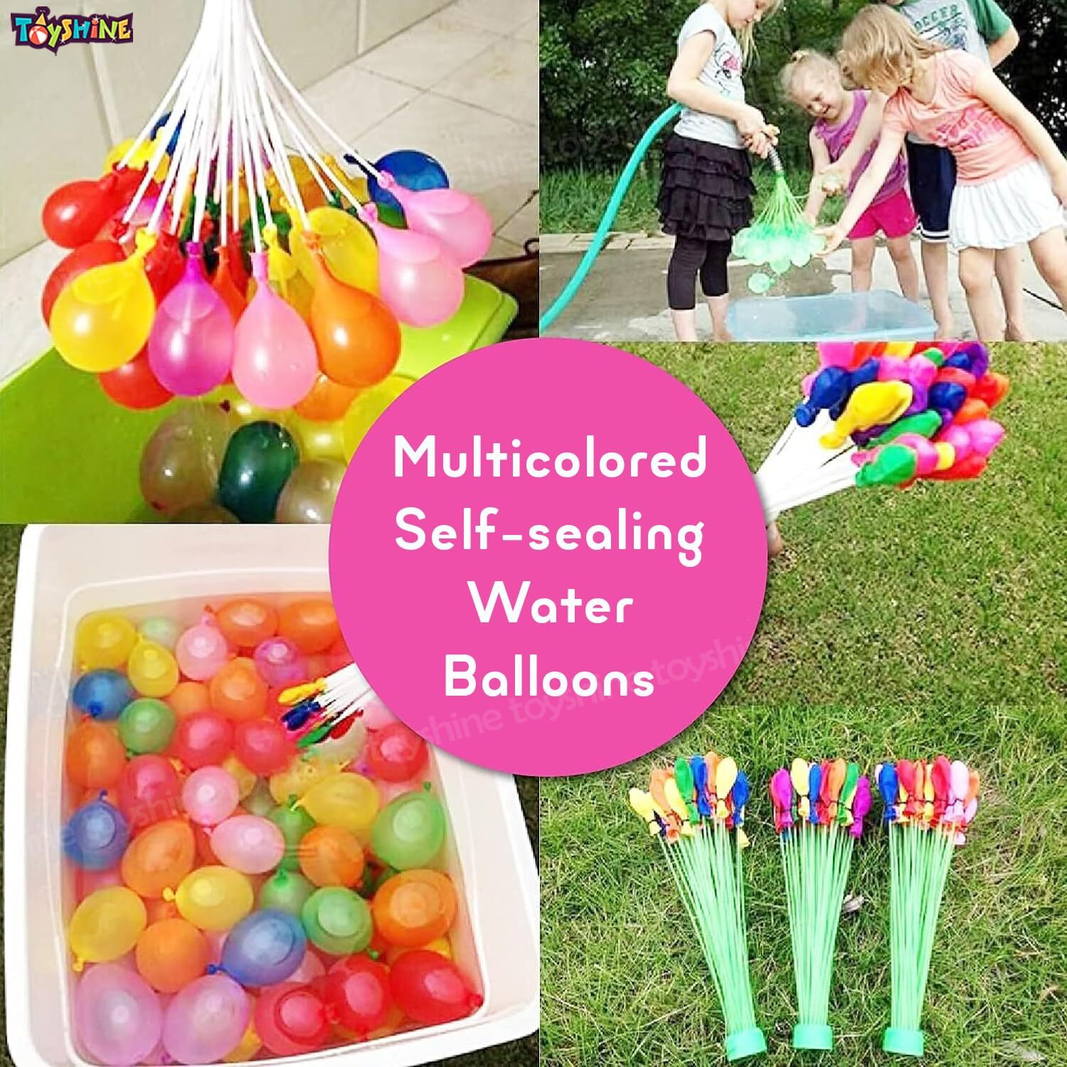 Toyshine Water Balloons Holi For Kids Boys And Girls, Latex With Refill Hose, Three Bunches Balloons Games Swimming Pool Outdoor Fun Magic Water Balloons (111 Pieces Balloons), Multicolor