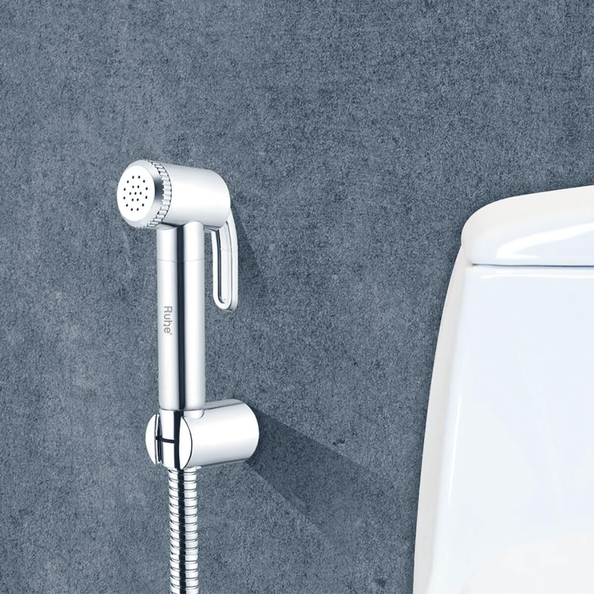 Ruhe OHM Health Faucet Set for Bathroom/Handheld Jet Spray for Toilet | ABS Health Faucet Water Spray Gun with 304-Grade Stainless Steel Flexible Shower Tube 1.5 Meter and Wall Hook/Holder