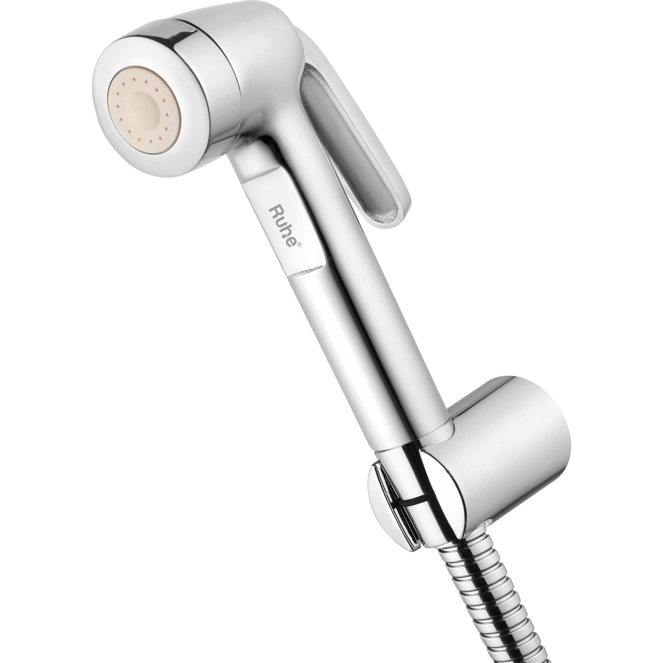 Ruhe Lux Health Faucet Set for Bathroom/Handheld Jet Spray for Toilet | Brass Water Spray Gun Easy Grip with 304-Grade Stainless Steel Flexible Shower Tube 1.5 Meter and Wall Hook/Holder