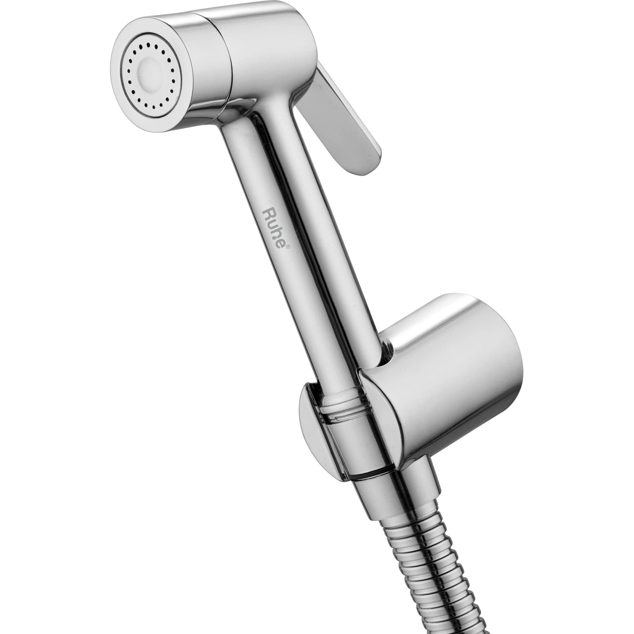 Ruhe Weber Health Faucet Set for Bathroom/Handheld Jet Spray for Toilet | Brass Water Spray Gun Easy Grip with 304-Grade Stainless Steel Flexible Shower Tube 1.5 Meter and Wall Hook/Holder