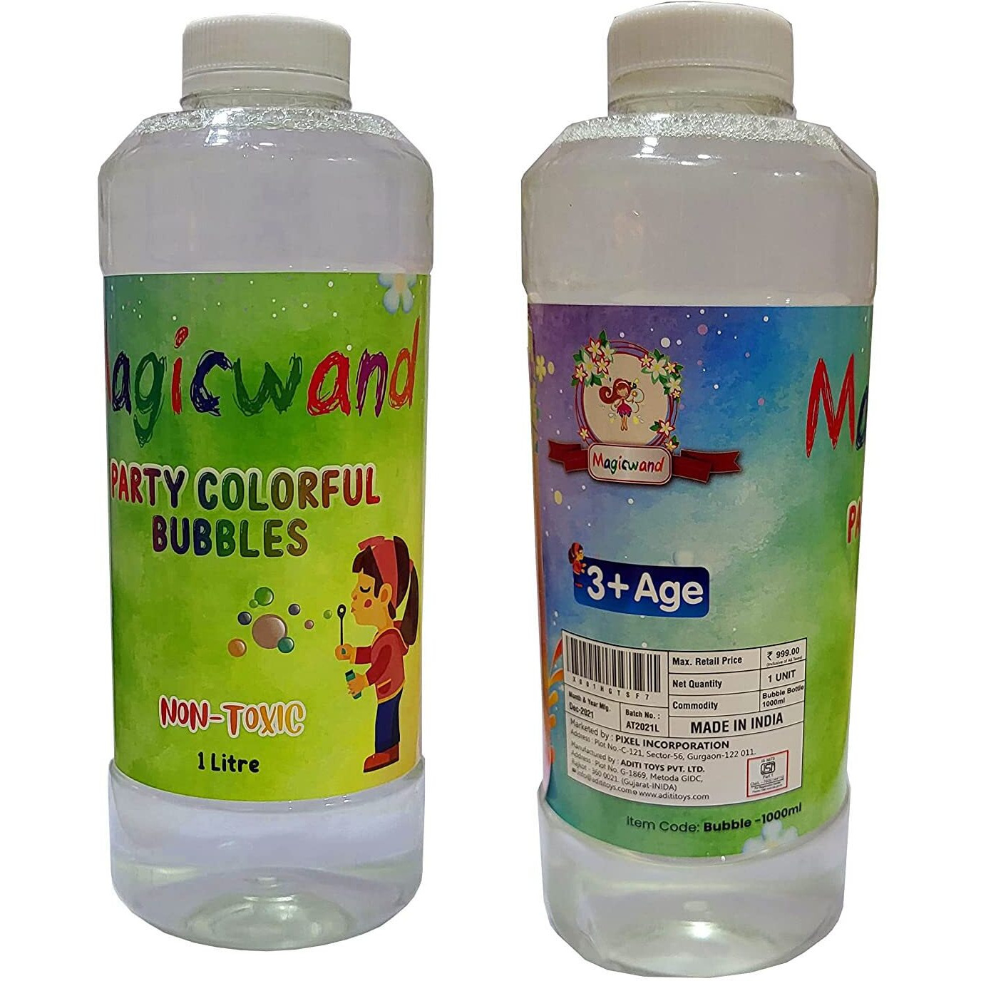 Magicwand Plastic Bubble Gun Refill LiquidMade in India2000 mlPlease Do Not Add Water,Use As Delivered3 Yrs & UpPack of 1 Colors as Per Stock